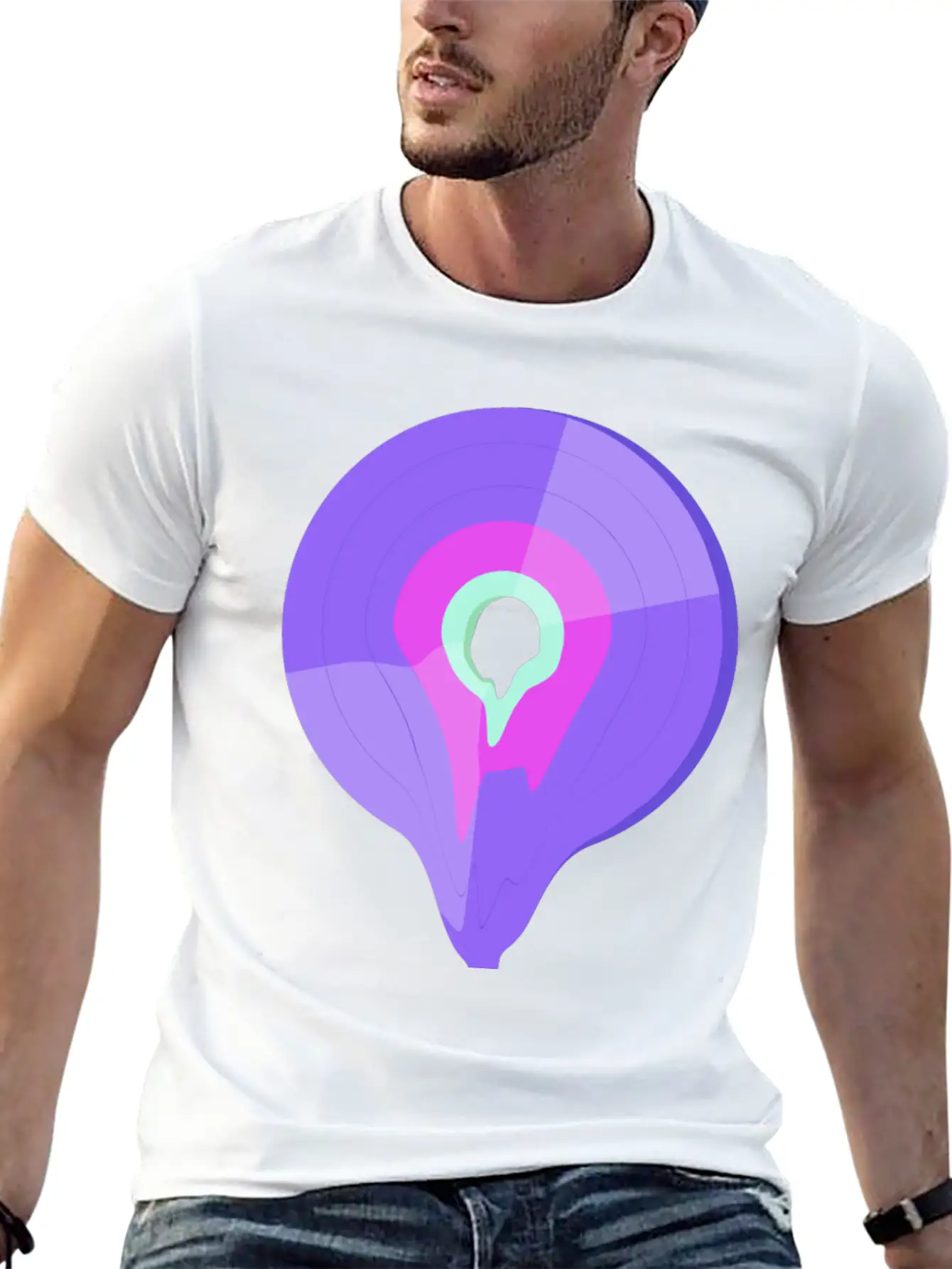 Vinyl Record Retro Melting Lila Pink Green Essential Cotton Tee For Daily Outfits – Unisex Style
