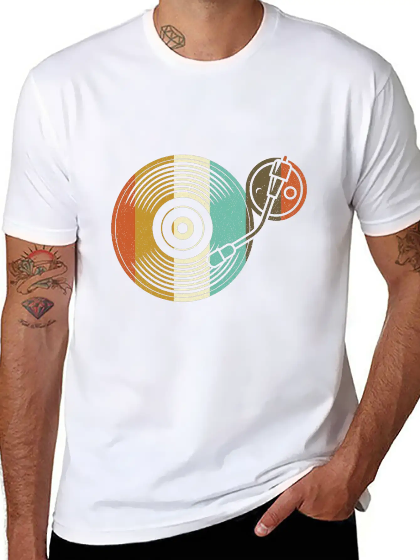Vinyl Switch - Retro Turntable - DJ Vintage Classic Fit Graphic Tee For Daily Comfort – Unisex Cotton Shirt