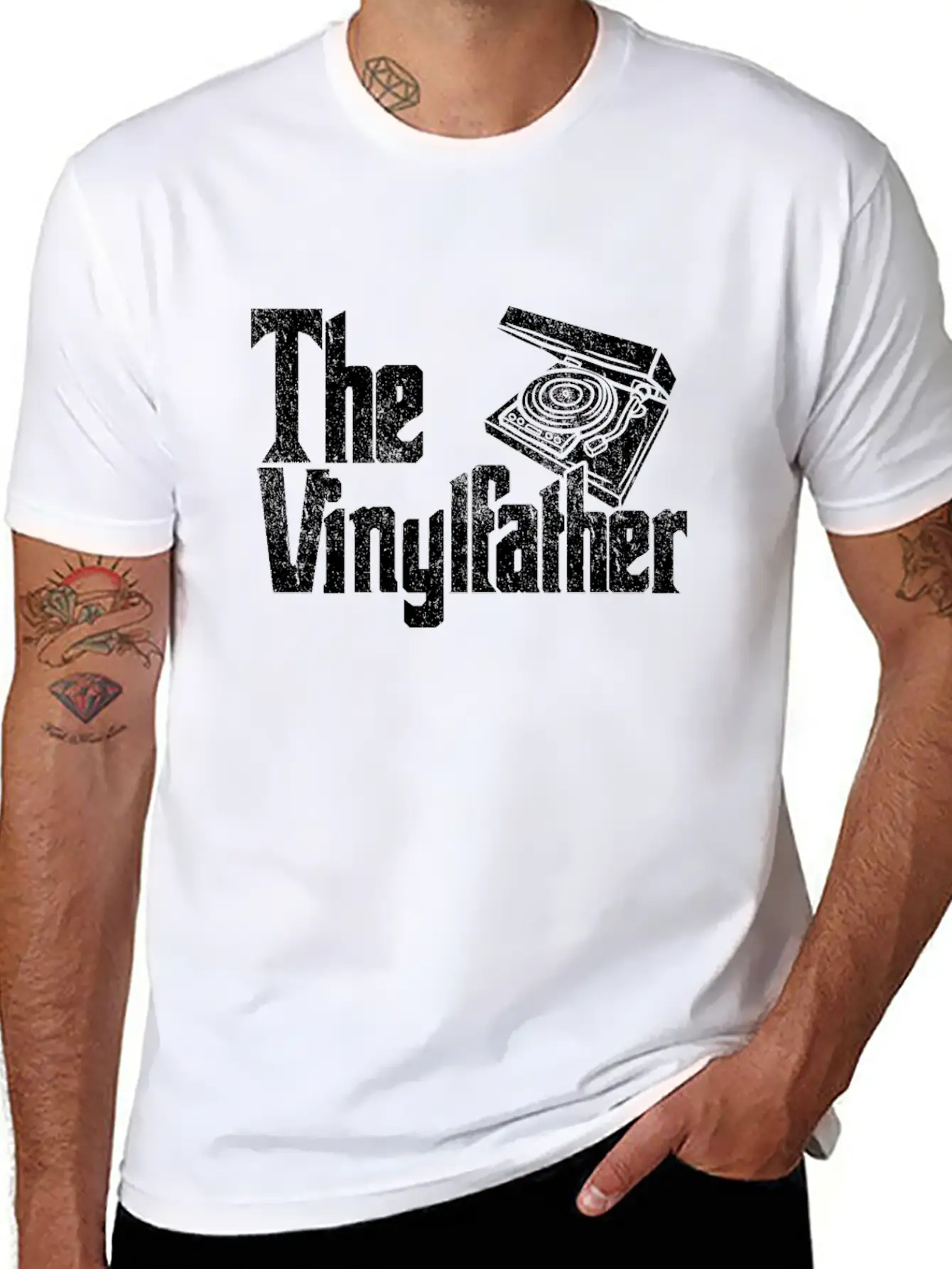 Vinyl The Vinylfather Father Retro Record Music Comfortable Minimalist Graphic Tee – Summer Style Essential