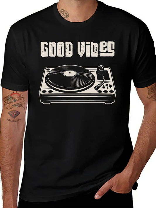 Vinyl Turntable Music DJ Record Essential Cotton Tee For Daily Outfits – Unisex Style