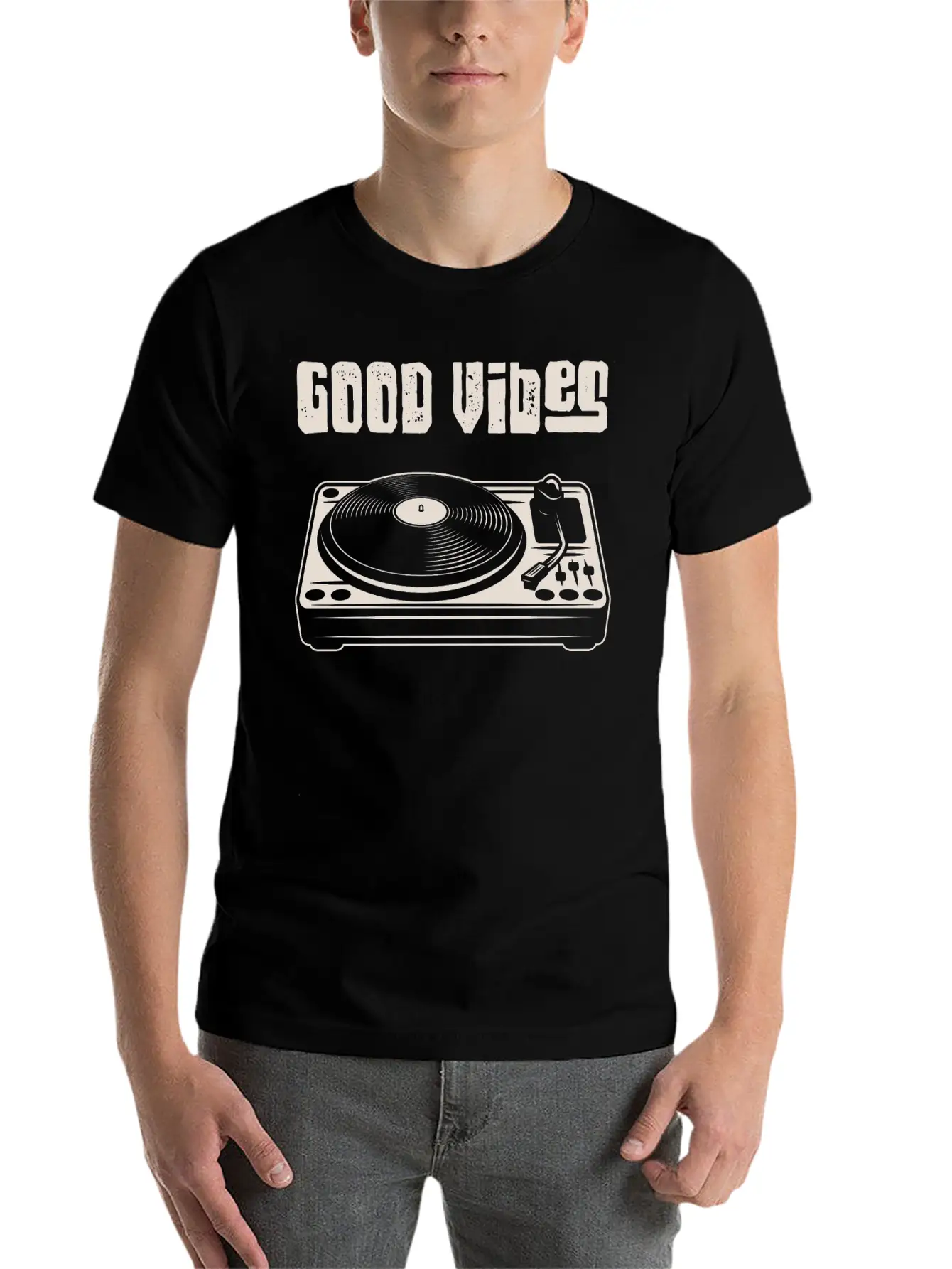 Vinyl Turntable Music DJ Record Essential Cotton Tee For Daily Outfits – Unisex Style