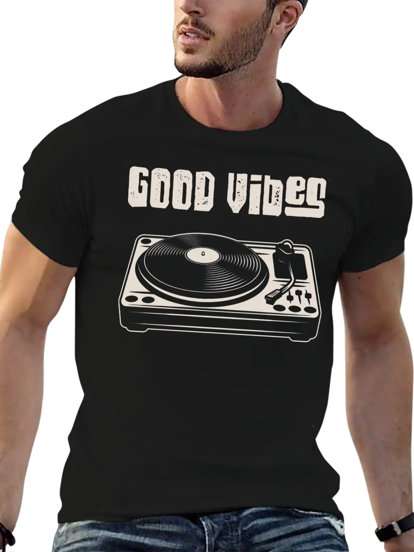 Vinyl Turntable Music DJ Record Essential Cotton Tee For Daily Outfits – Unisex Style