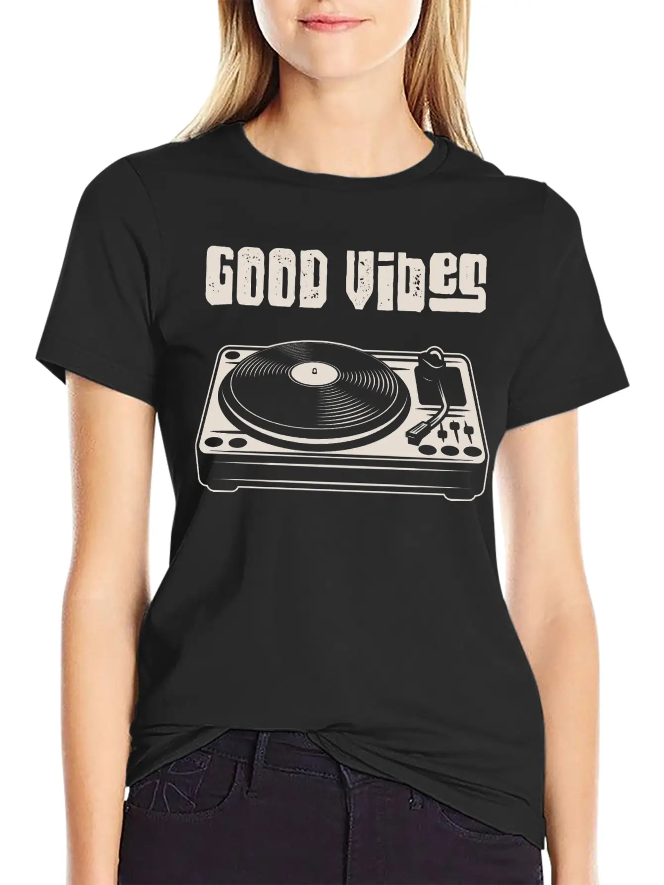 Vinyl Turntable Music DJ Record Essential Cotton Tee For Daily Outfits – Unisex Style