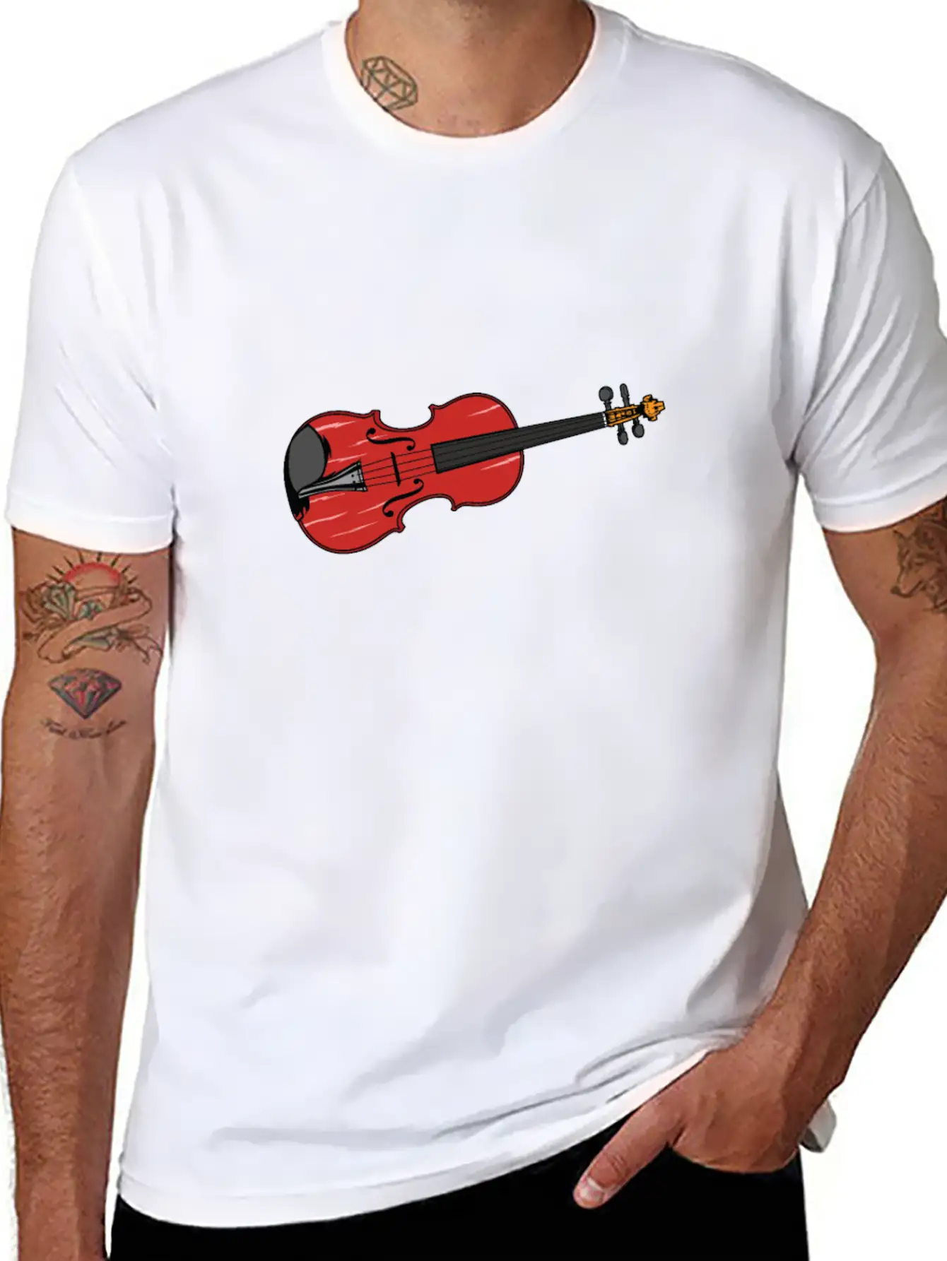Violin And Violin Are The Same Lightweight Cotton T-Shirt – Daily Comfort Graphic Shirt