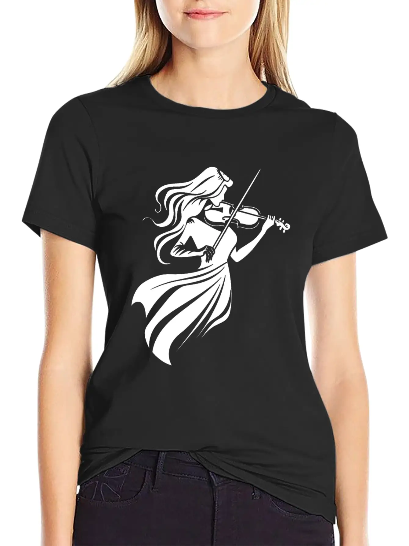 Violin Girl Unisex Casual T-Shirt – Clean Design For Daily Comfort