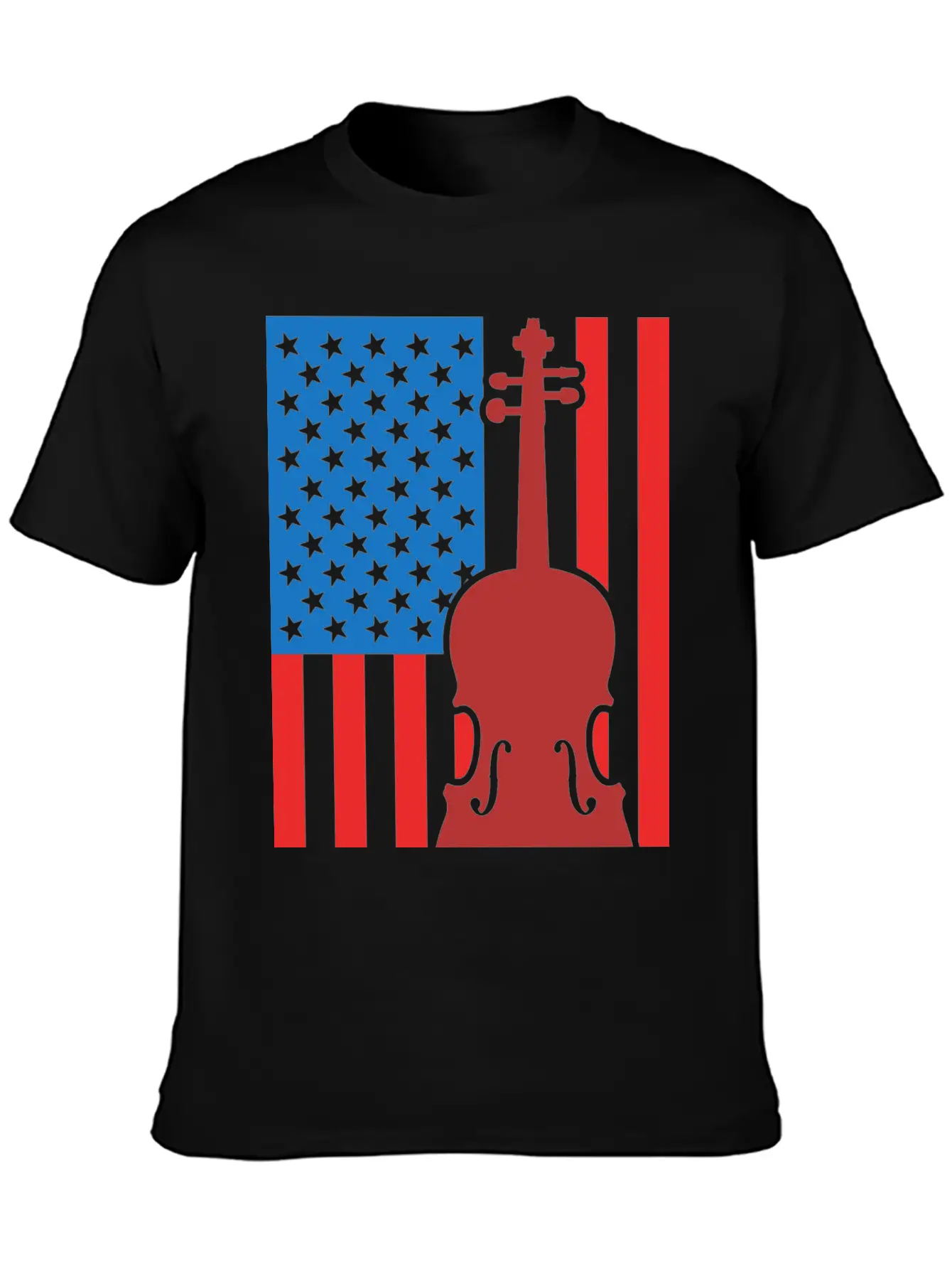 Violin USA Flag Essential Cotton Tee For Daily Outfits – Unisex Style