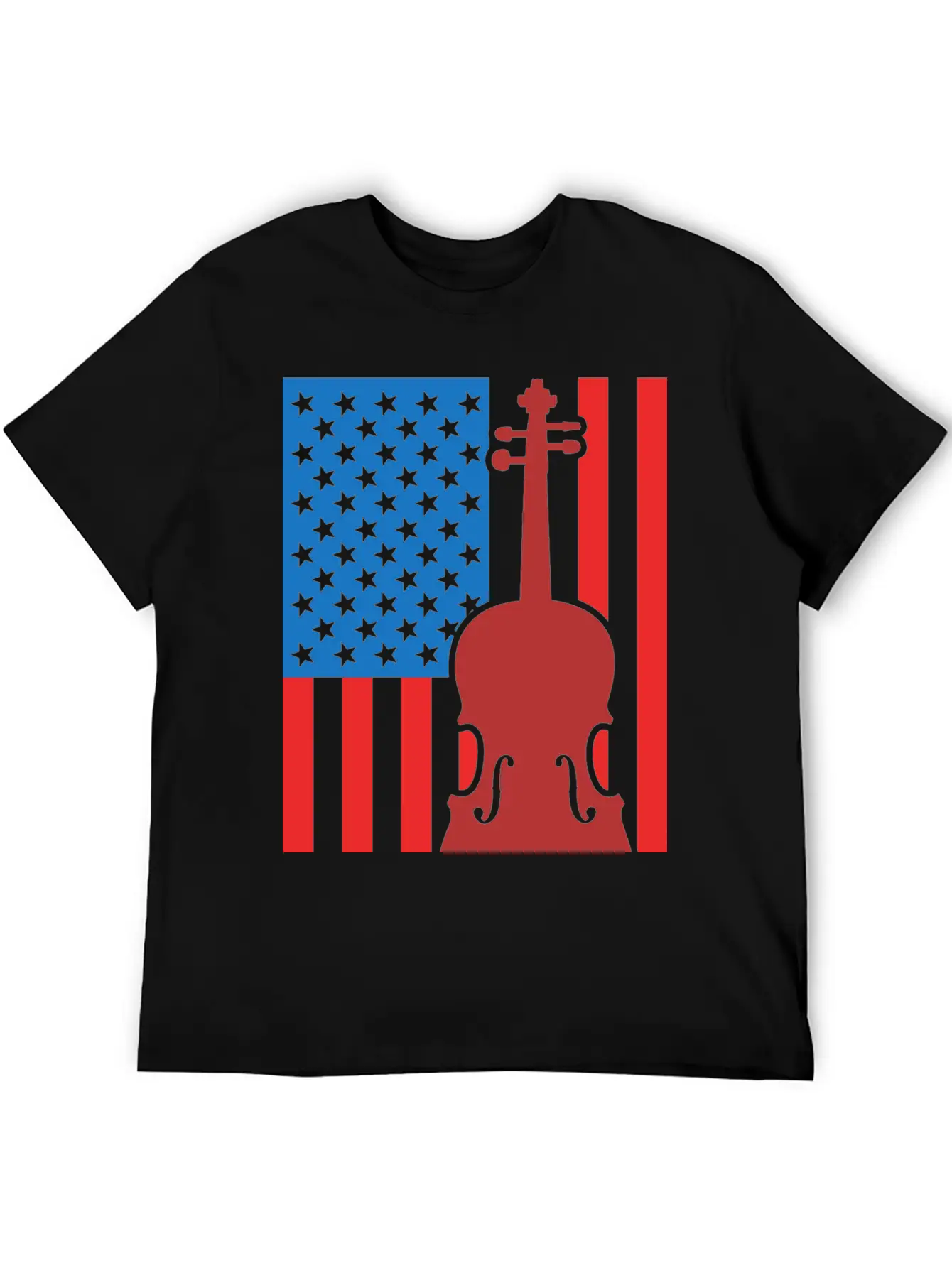 Violin USA Flag Essential Cotton Tee For Daily Outfits – Unisex Style