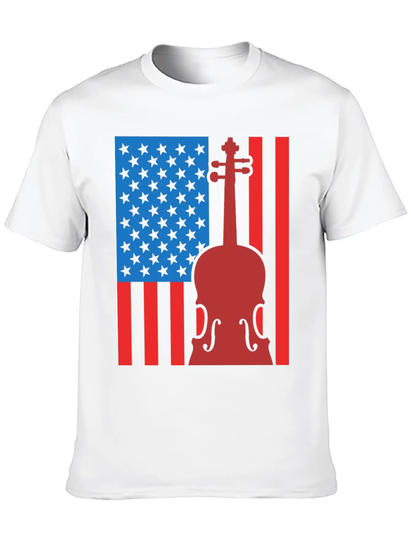 Violin USA Flag Essential Cotton Tee For Daily Outfits – Unisex Style