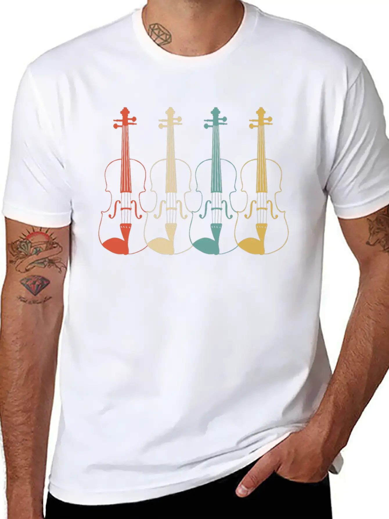 Violins Lightweight Cotton T-Shirt – Daily Comfort Graphic Shirt