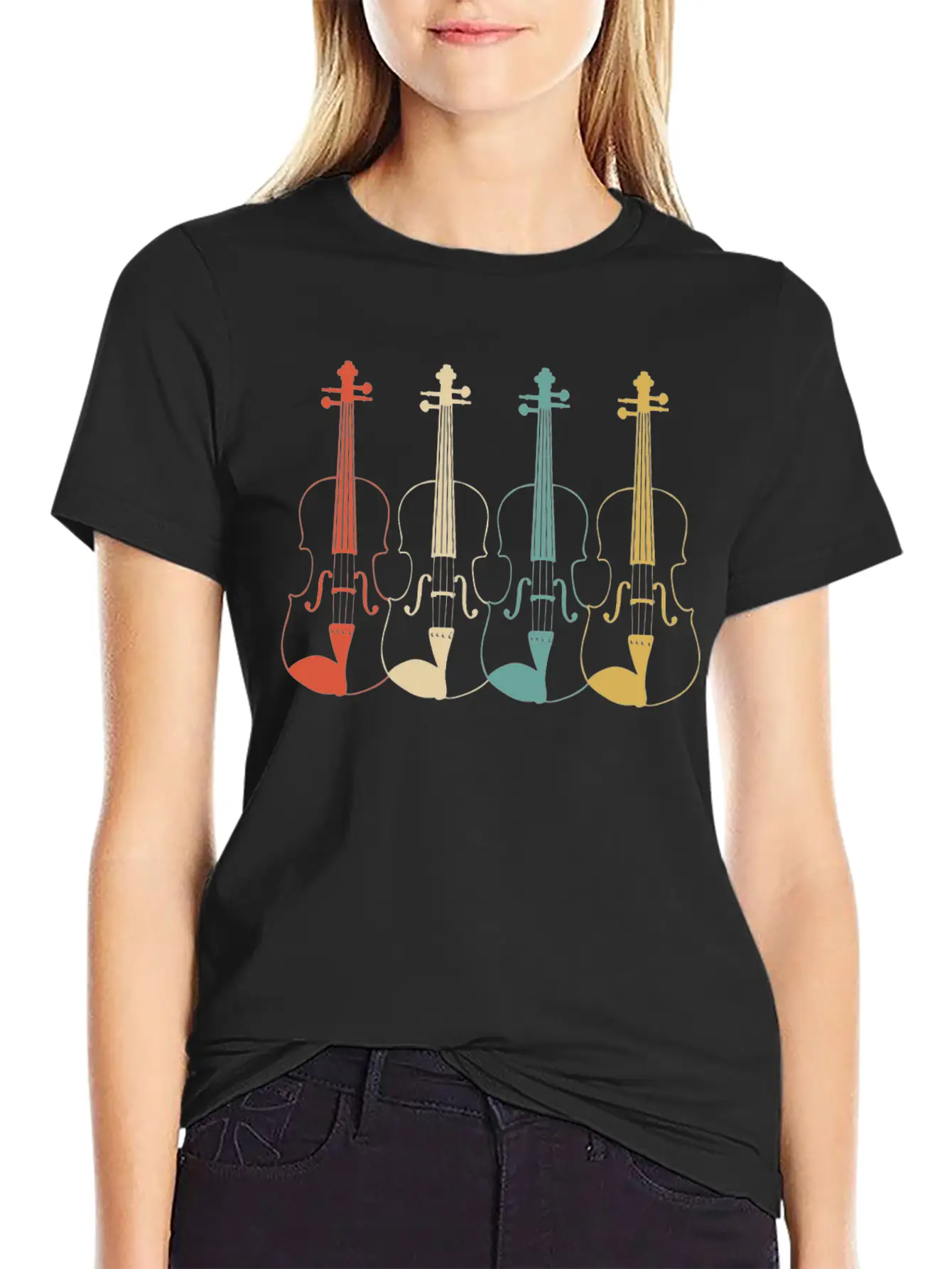 Violins Lightweight Cotton T-Shirt – Daily Comfort Graphic Shirt