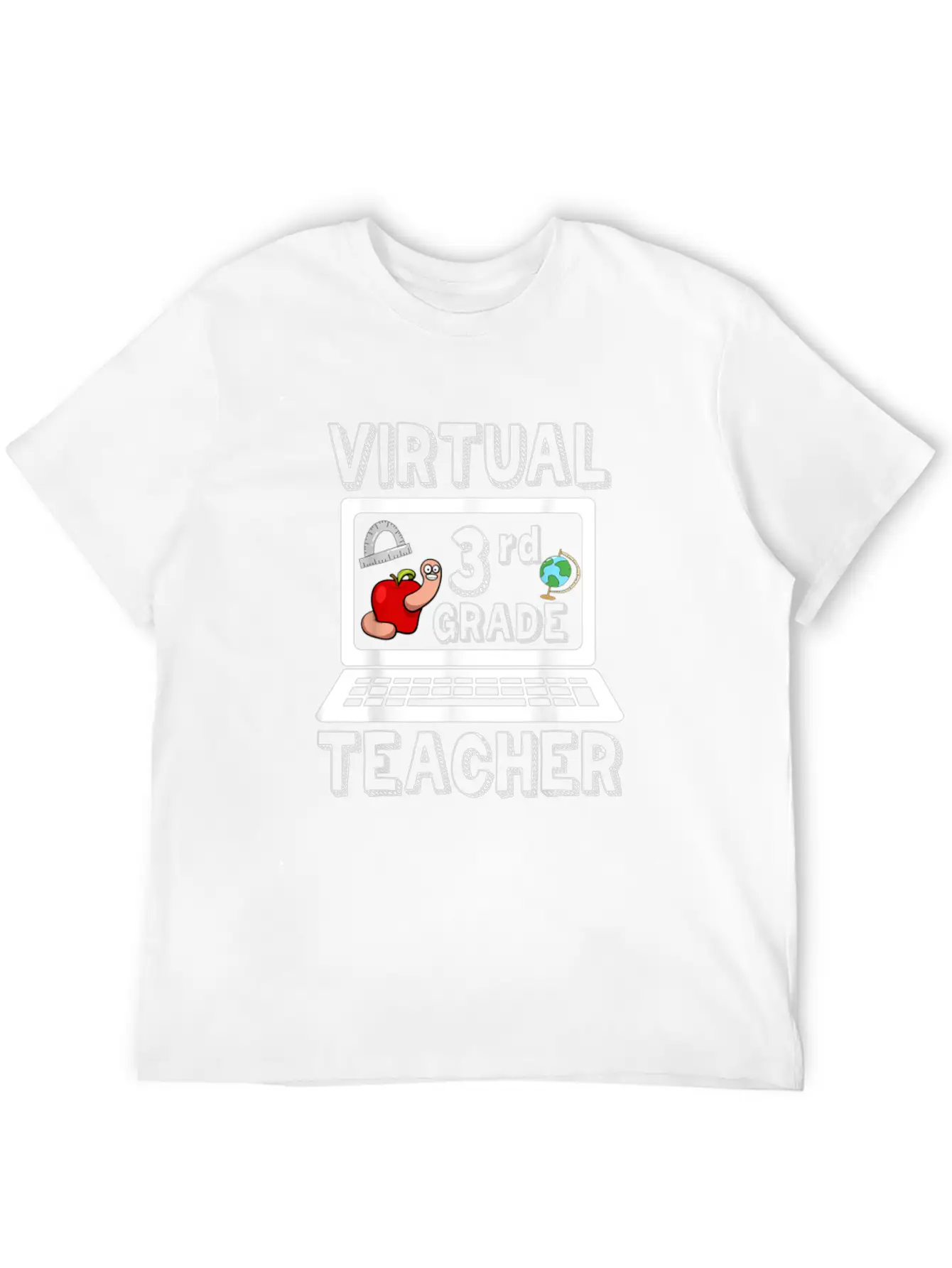 Virtual Third Grade Teacher Online Learning Back T Classic Fit Graphic Tee For Daily Comfort – Unisex Cotton Shirt