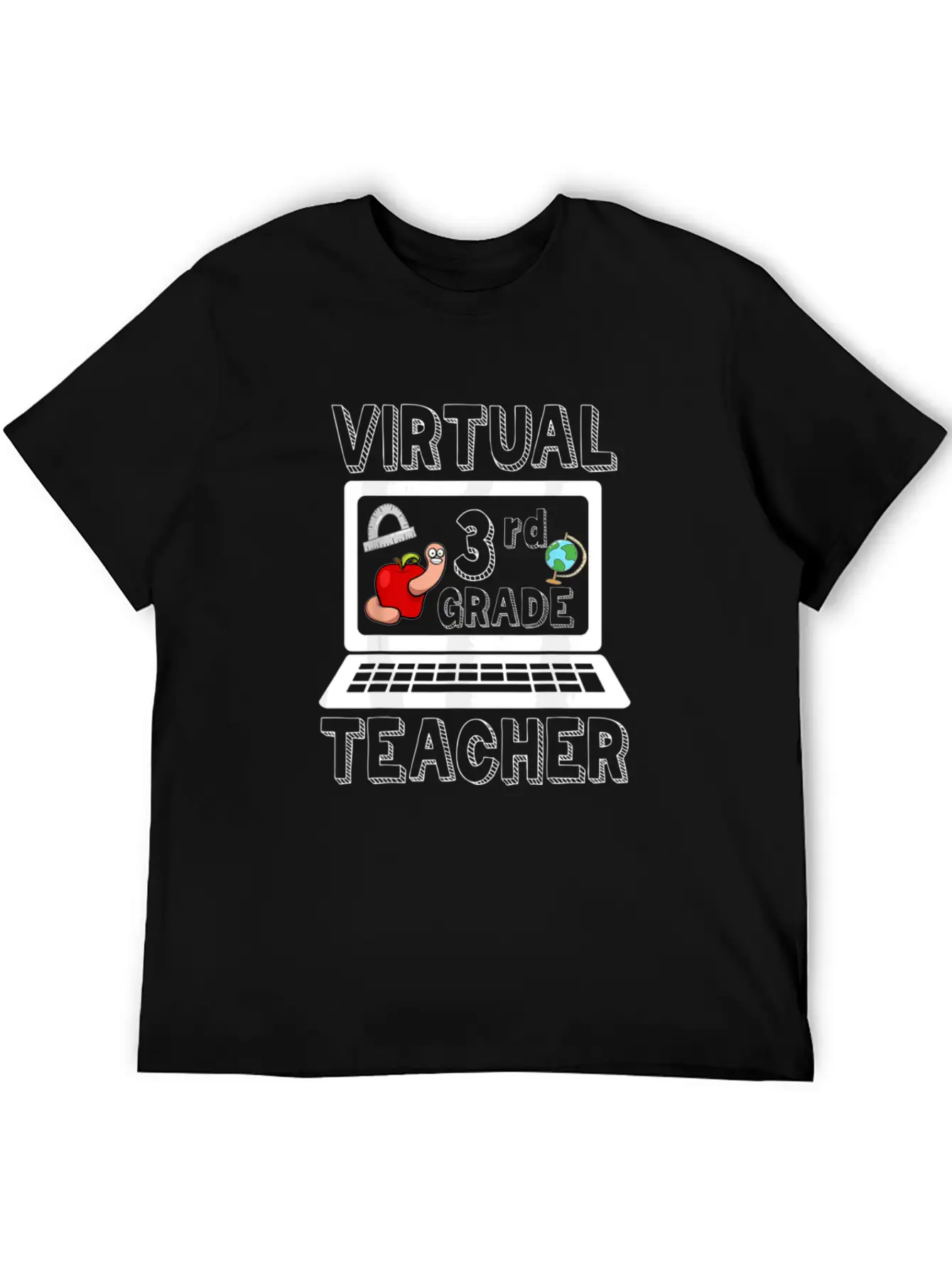 Virtual Third Grade Teacher Online Learning Back T Classic Fit Graphic Tee For Daily Comfort – Unisex Cotton Shirt