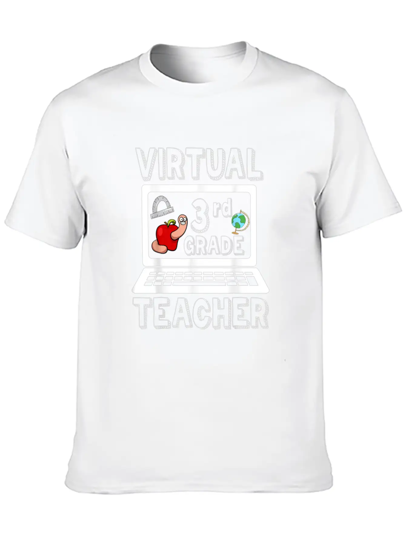 Virtual Third Grade Teacher Online Learning Back T Classic Fit Graphic Tee For Daily Comfort – Unisex Cotton Shirt