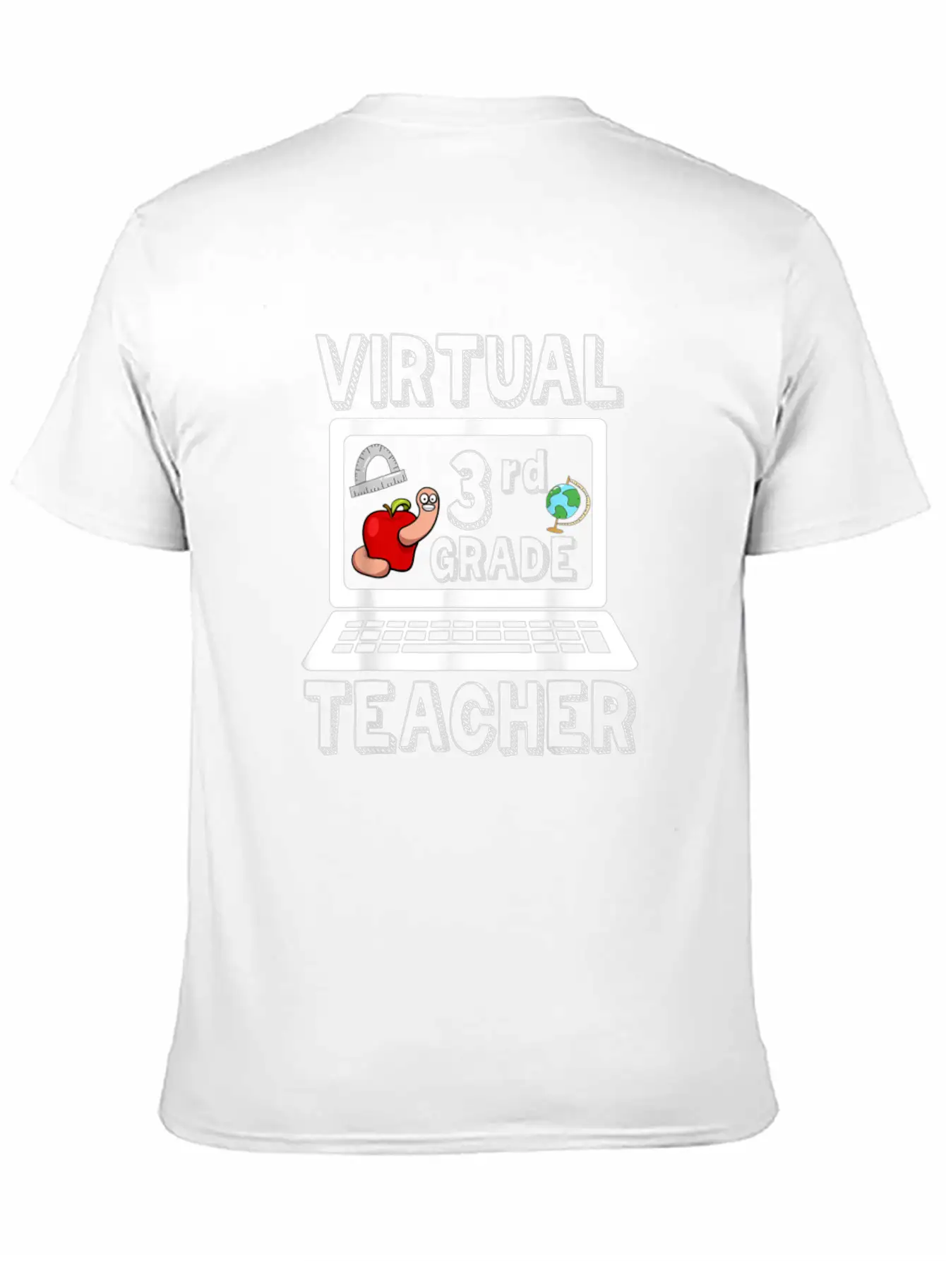 Virtual Third Grade Teacher Online Learning Back T Classic Fit Graphic Tee For Daily Comfort – Unisex Cotton Shirt