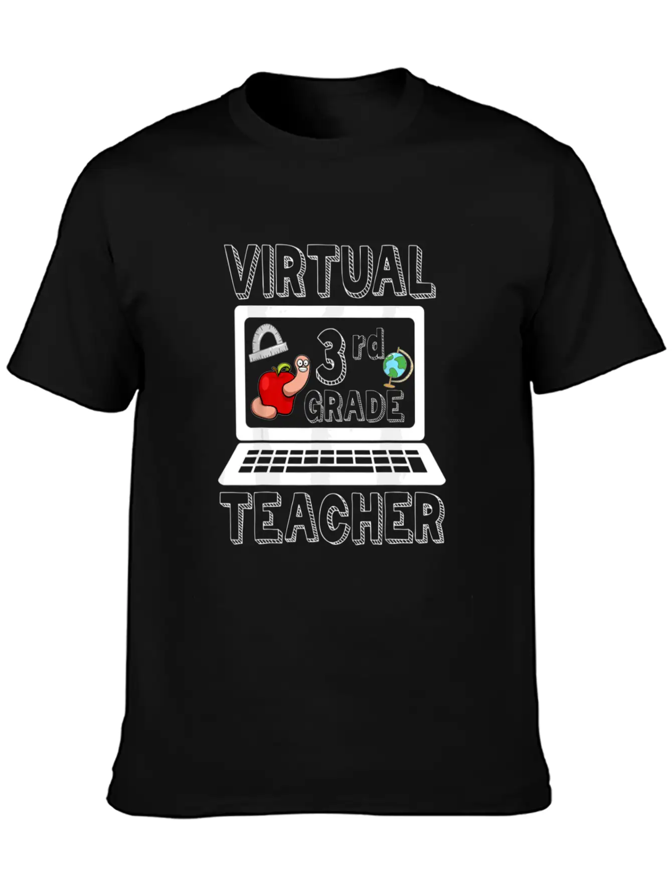 Virtual Third Grade Teacher Online Learning Back T Classic Fit Graphic Tee For Daily Comfort – Unisex Cotton Shirt