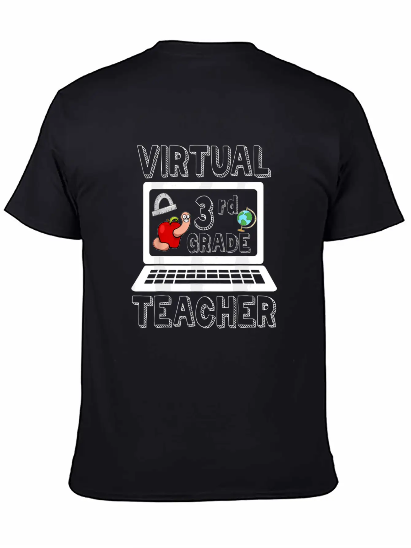 Virtual Third Grade Teacher Online Learning Back T Classic Fit Graphic Tee For Daily Comfort – Unisex Cotton Shirt