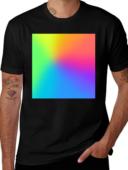 Vivid Radial Rainbow Gradient Lightweight Cotton T-Shirt – Daily Comfort Graphic Shirt