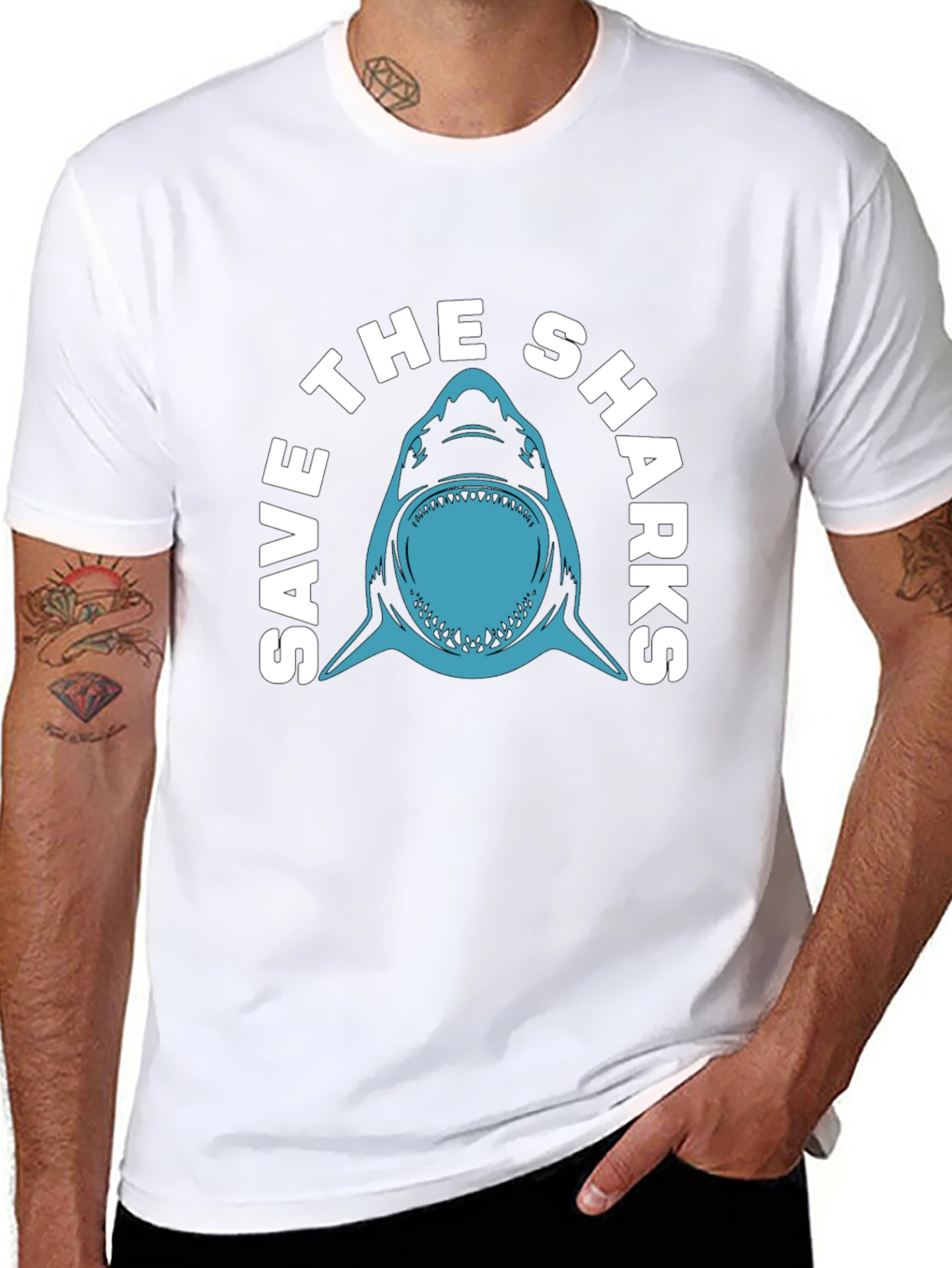 Save The Sharks Graphic T-Shirt - Black