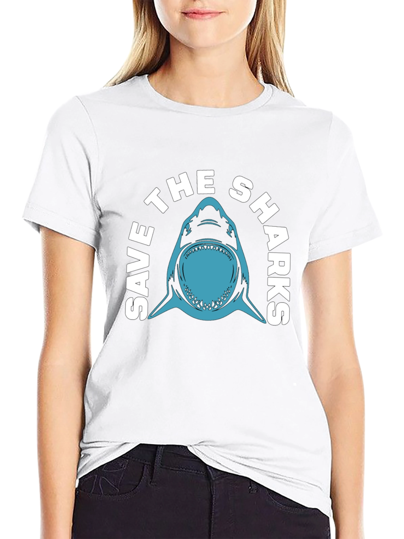 Save The Sharks Graphic T-Shirt - Black