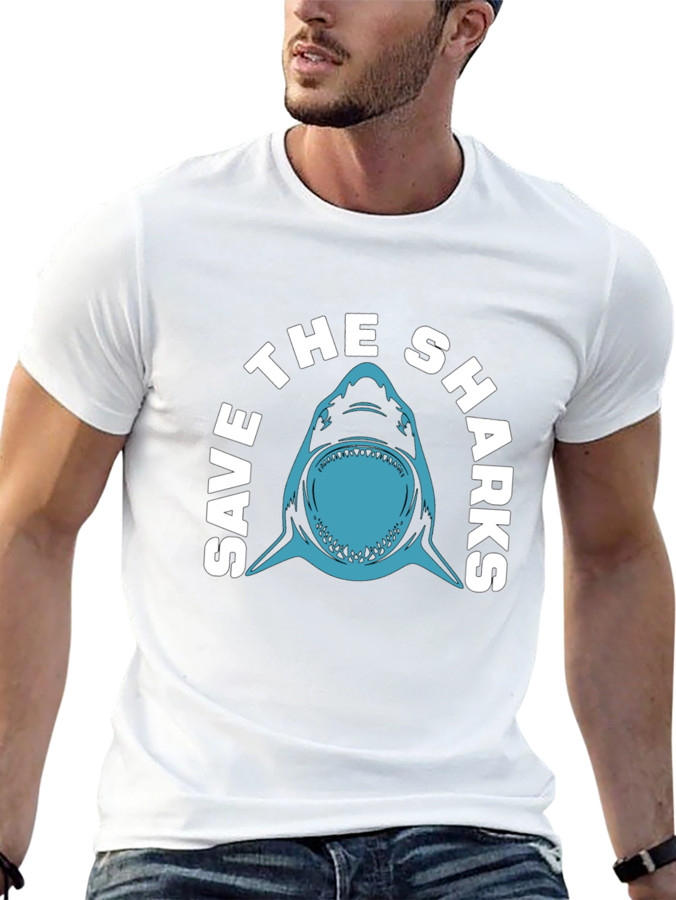 Save The Sharks Graphic T-Shirt - Black
