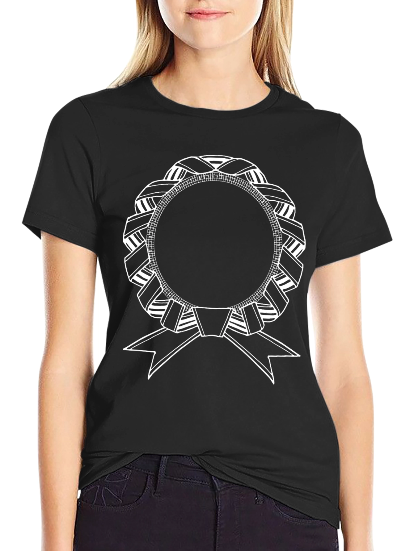 Ribbon Wreath Graphic T-Shirt - Classic Black Tee