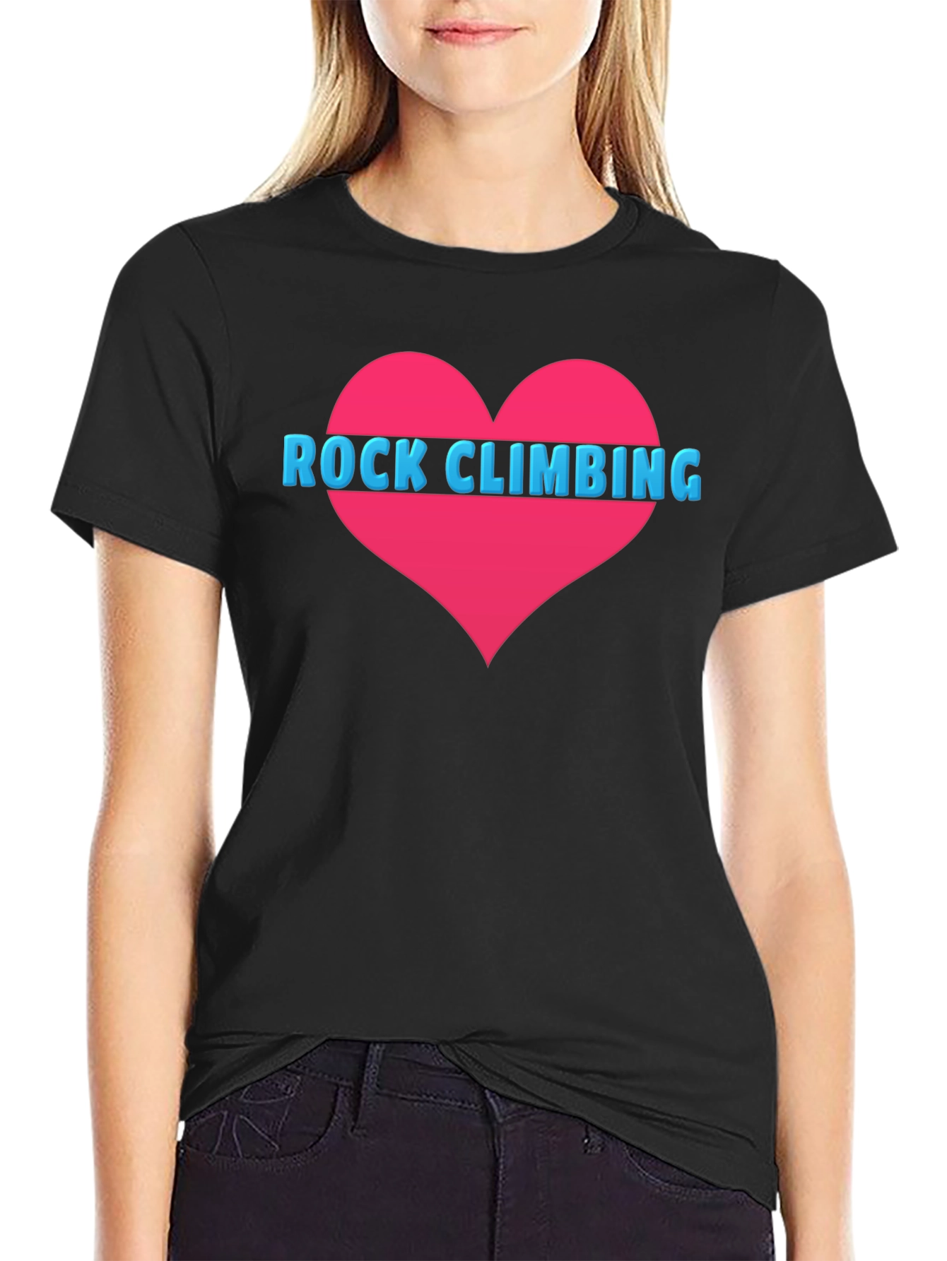 Rock Climbing Heart Tee - Black Cotton T-Shirt