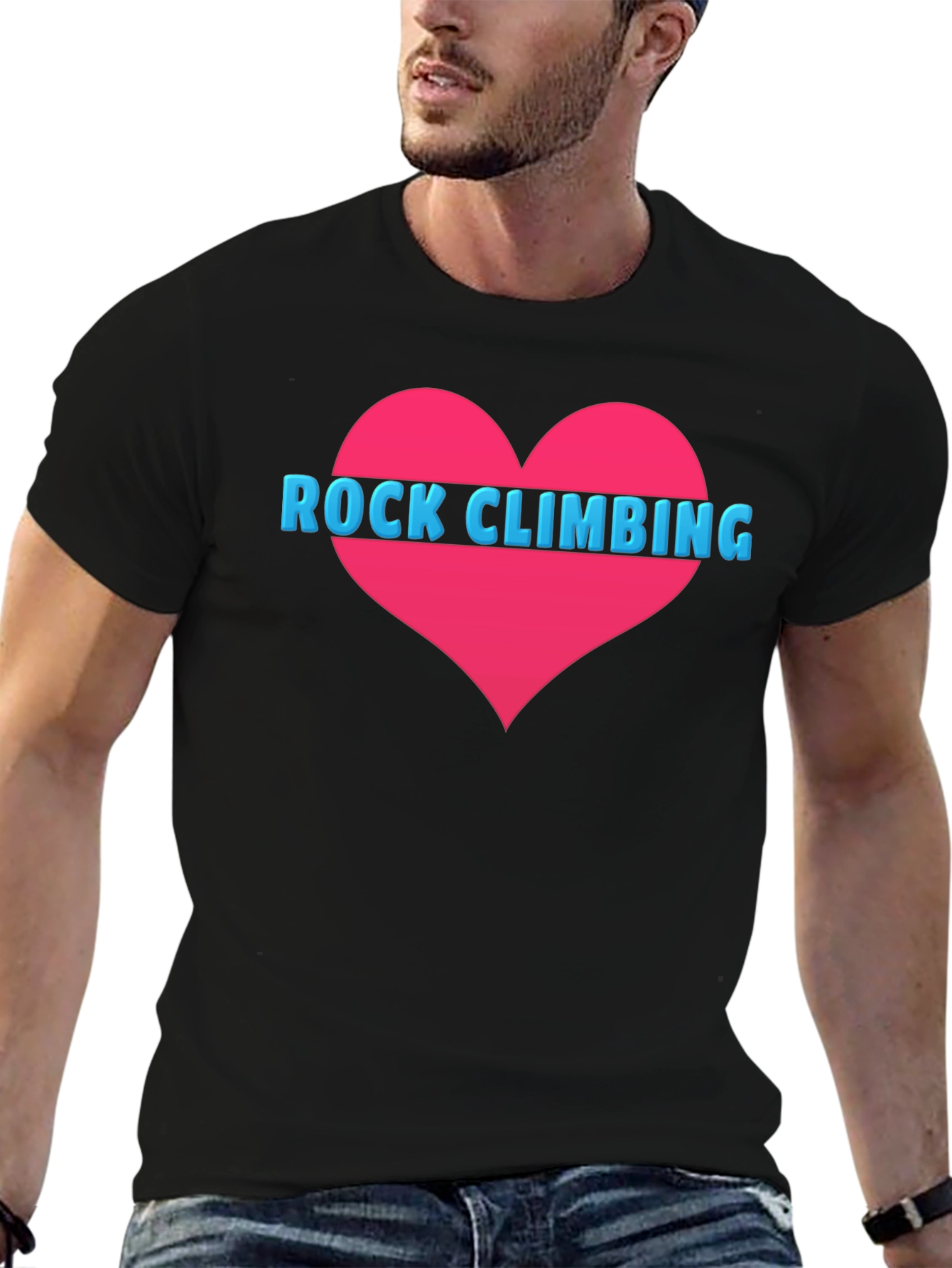 Rock Climbing Heart Tee - Black Cotton T-Shirt