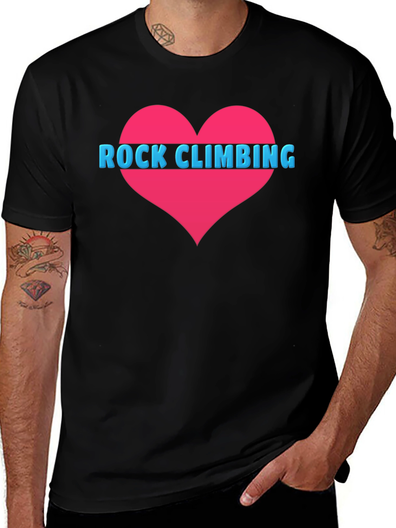 Rock Climbing Heart Tee - Black Cotton T-Shirt