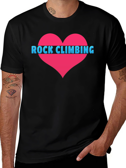 Rock Climbing Heart Tee - Black Cotton T-Shirt
