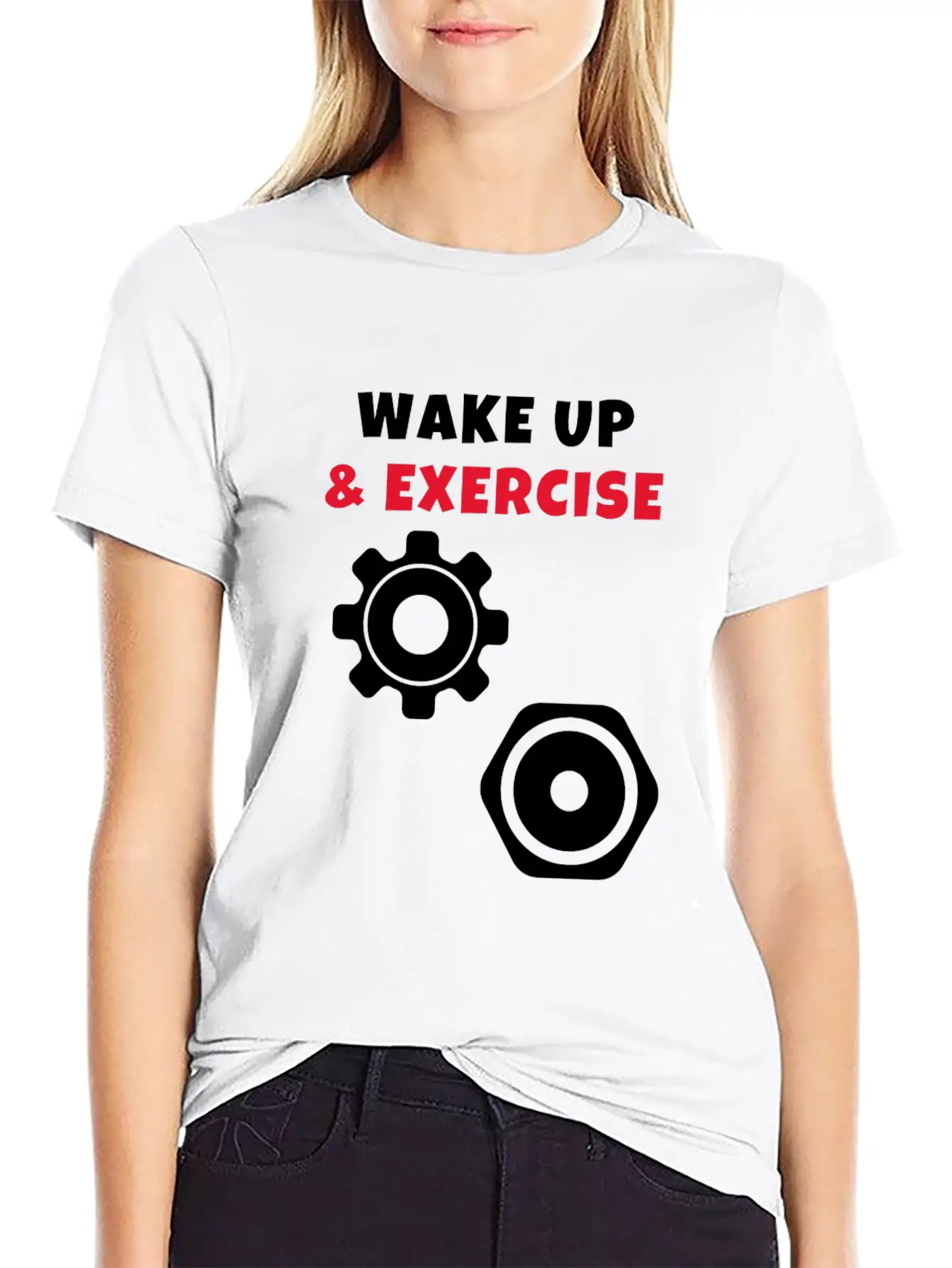 Wake Up And Exercise Weight Plates Stylish Everyday T-Shirt ��� Unisex Basic Cotton Tee