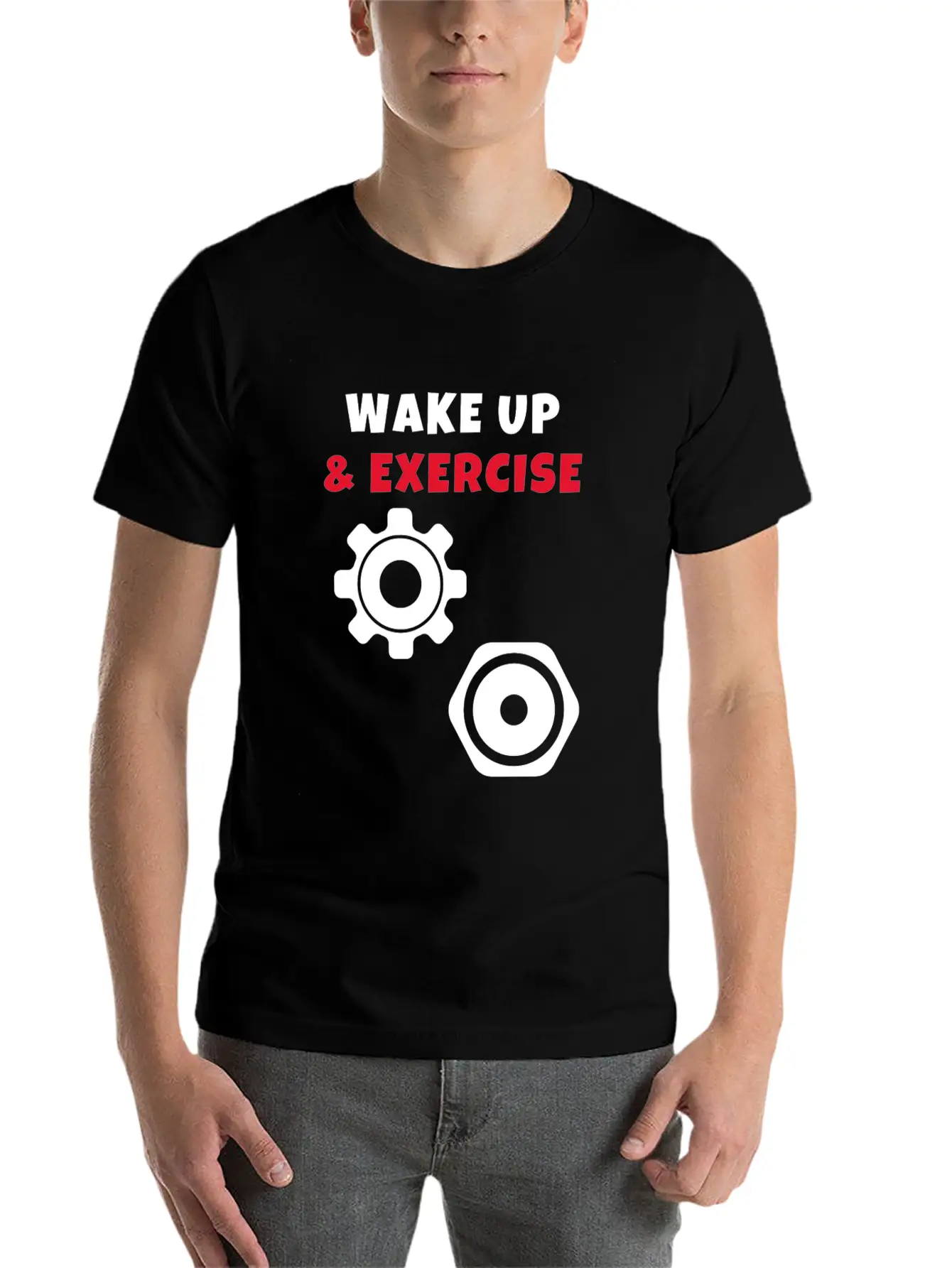 Wake Up And Exercise Weight Plates Stylish Everyday T-Shirt ��� Unisex Basic Cotton Tee