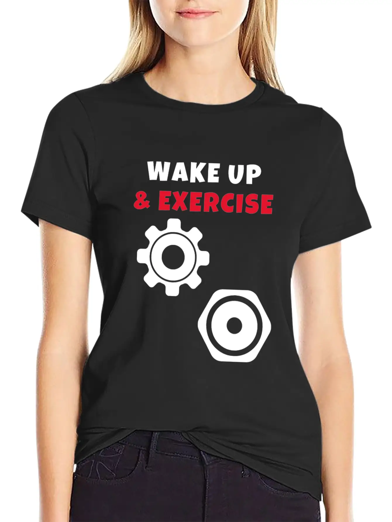 Wake Up And Exercise Weight Plates Stylish Everyday T-Shirt ��� Unisex Basic Cotton Tee