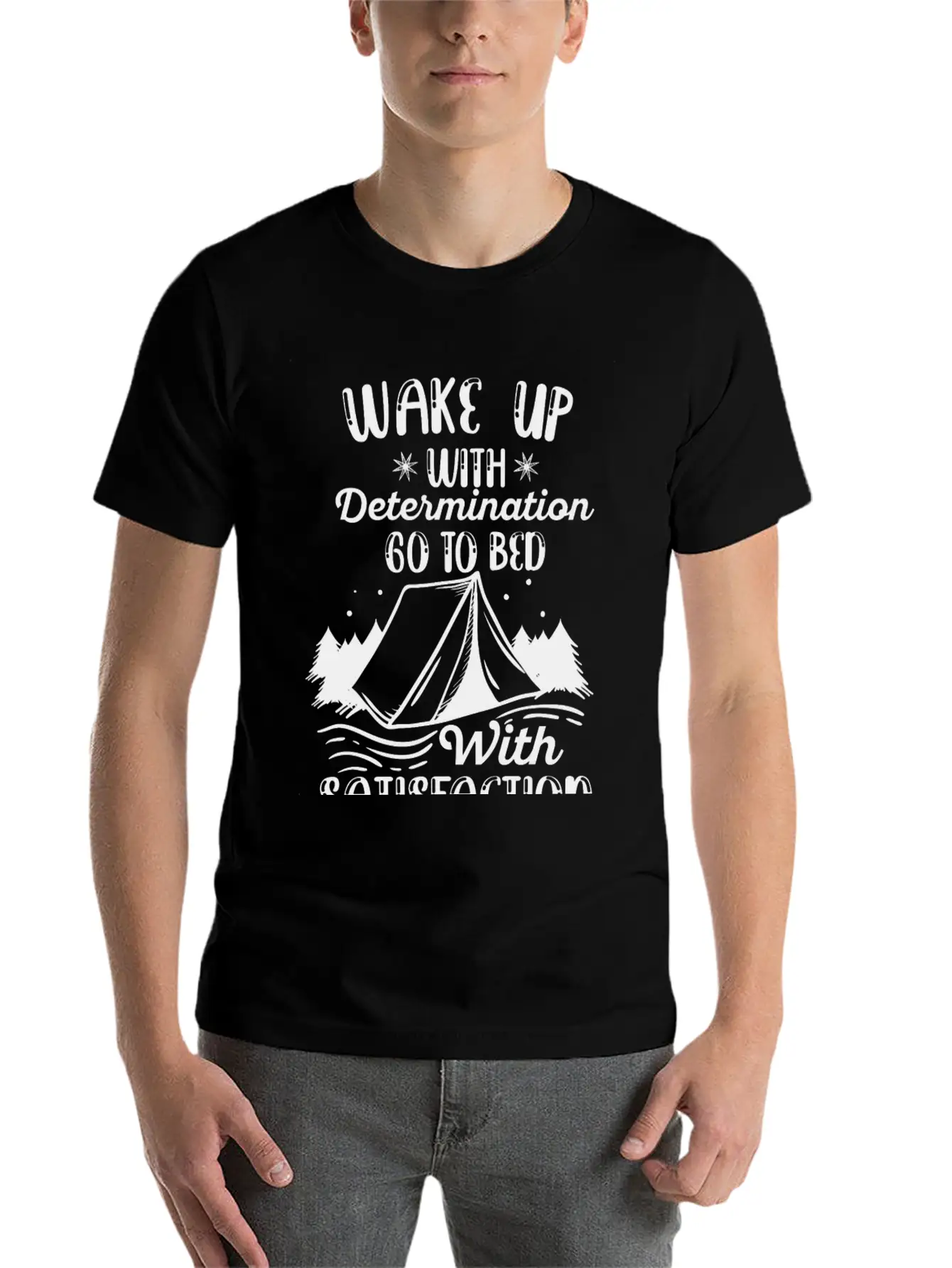WAKE UP WITH DETERMINATION Basic Graphic T-Shirt – Daily Comfort In Soft Cotton