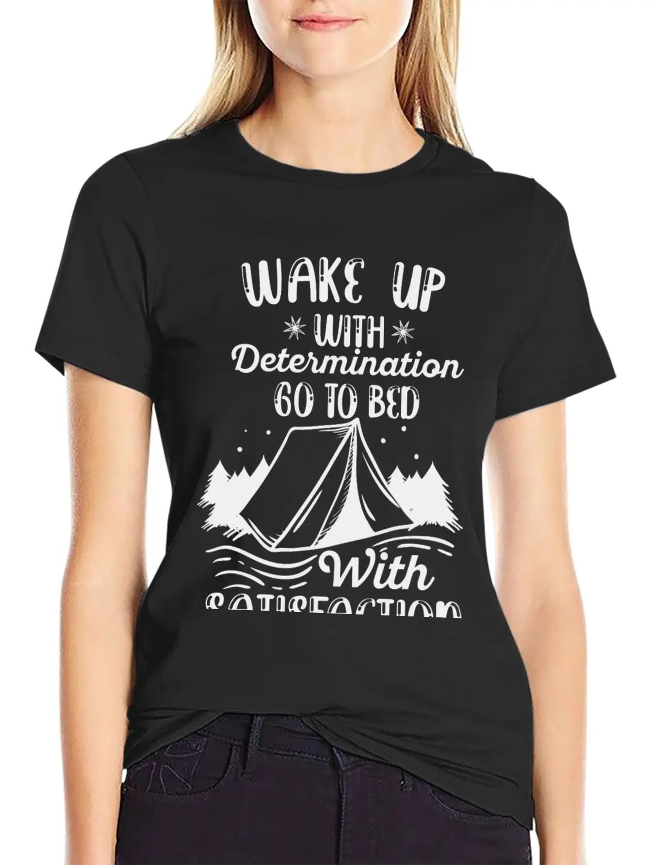 WAKE UP WITH DETERMINATION Basic Graphic T-Shirt – Daily Comfort In Soft Cotton