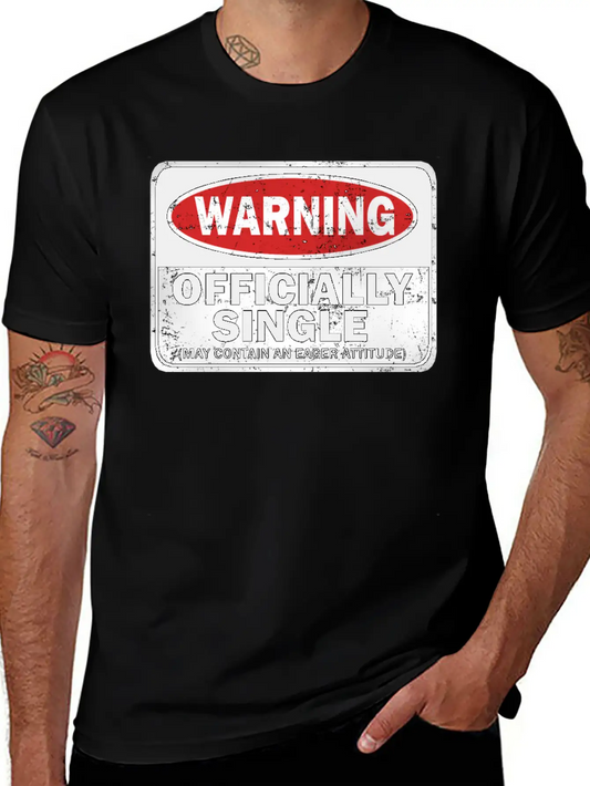 Warning Officially Single May Contain An Eager Soft Cotton Short Sleeve Tee – Unisex Wardrobe Staple