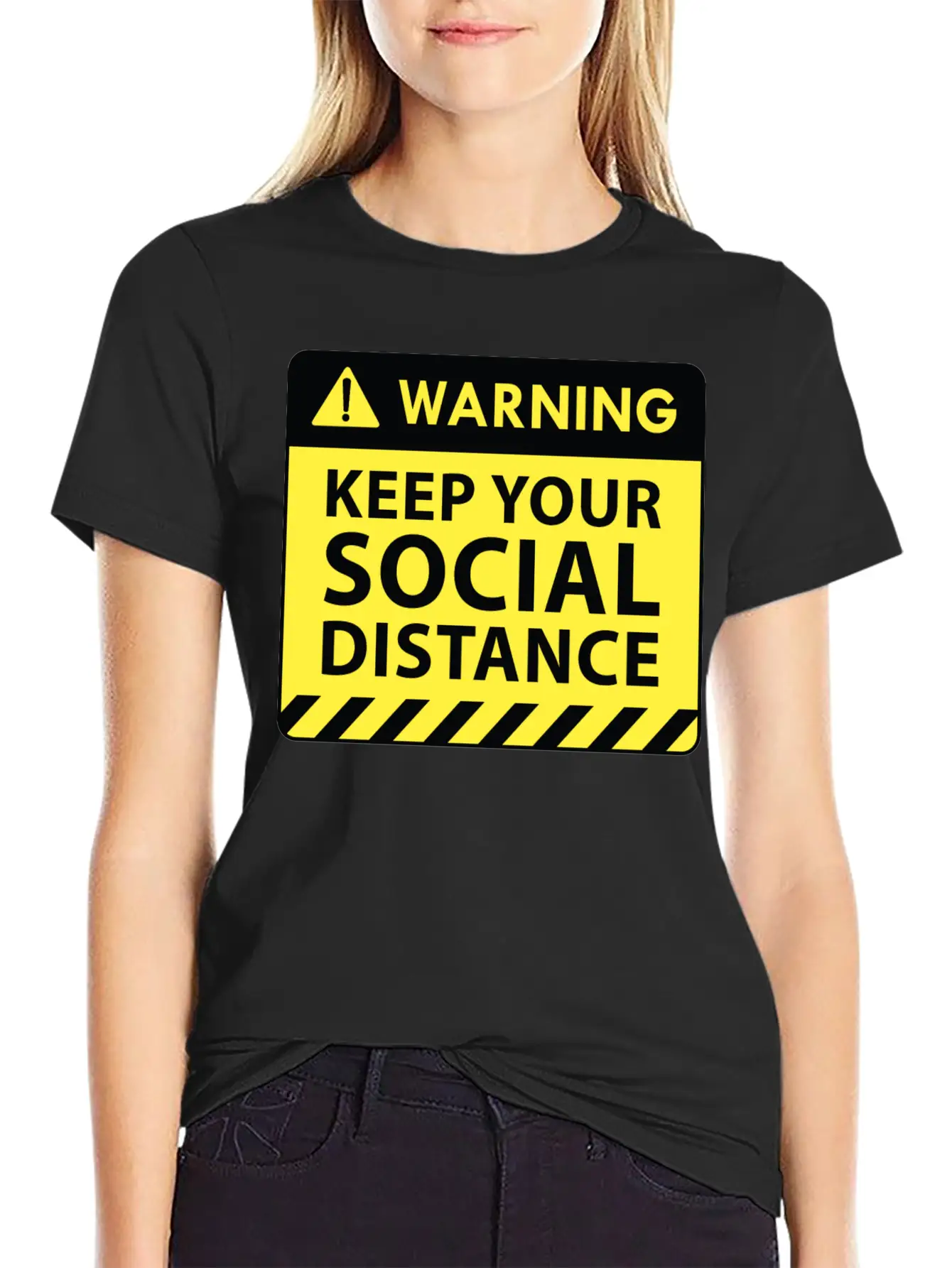 Warning Social Distance Basic Graphic T-Shirt – Daily Comfort In Soft Cotton