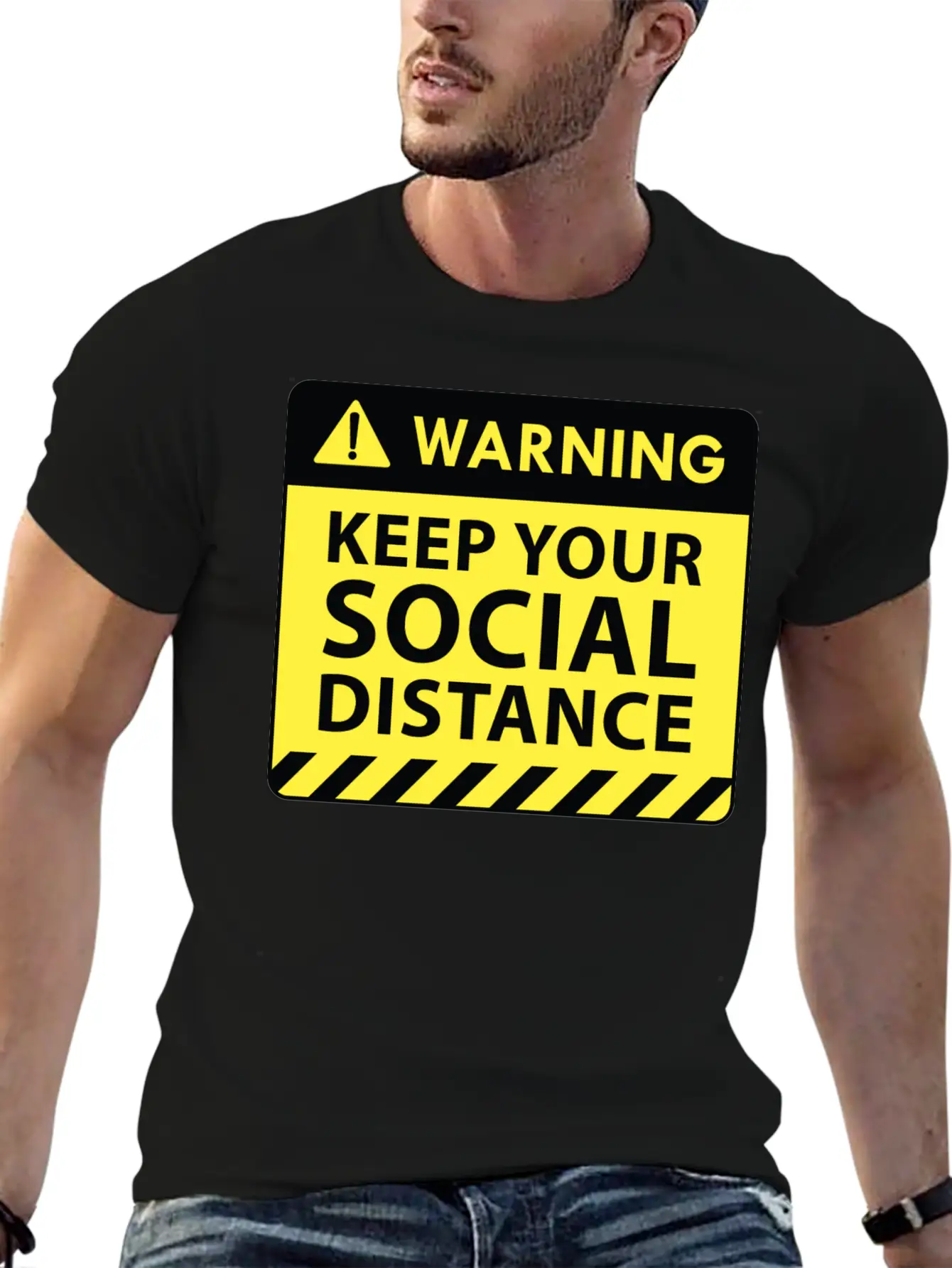 Warning Social Distance Basic Graphic T-Shirt – Daily Comfort In Soft Cotton