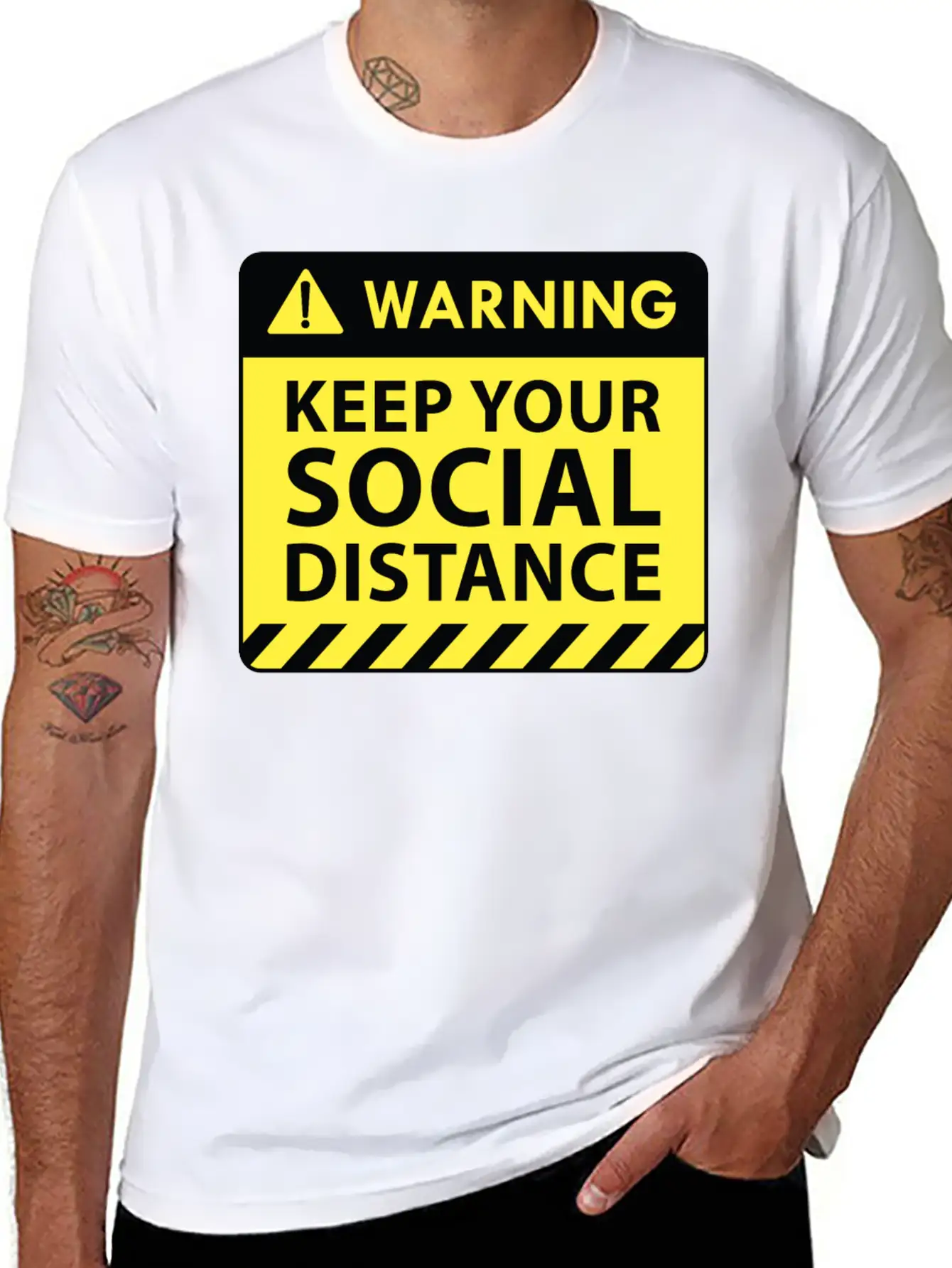 Warning Social Distance Basic Graphic T-Shirt – Daily Comfort In Soft Cotton