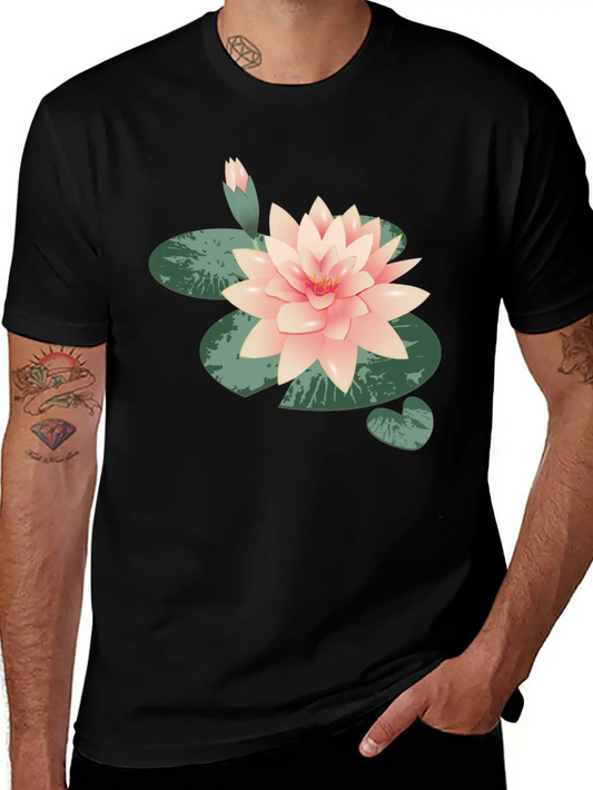 Water Lily Flower With Bud In Water Lily Pond Basic Graphic T-Shirt – Daily Comfort In Soft Cotton