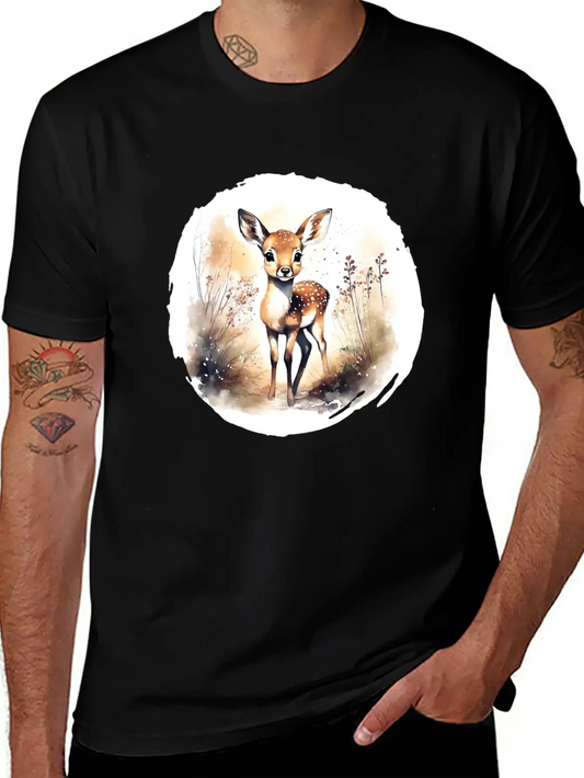 Watercolor Fawn Modern Fit Casual T-Shirt ��� Clean And Versatile Design
