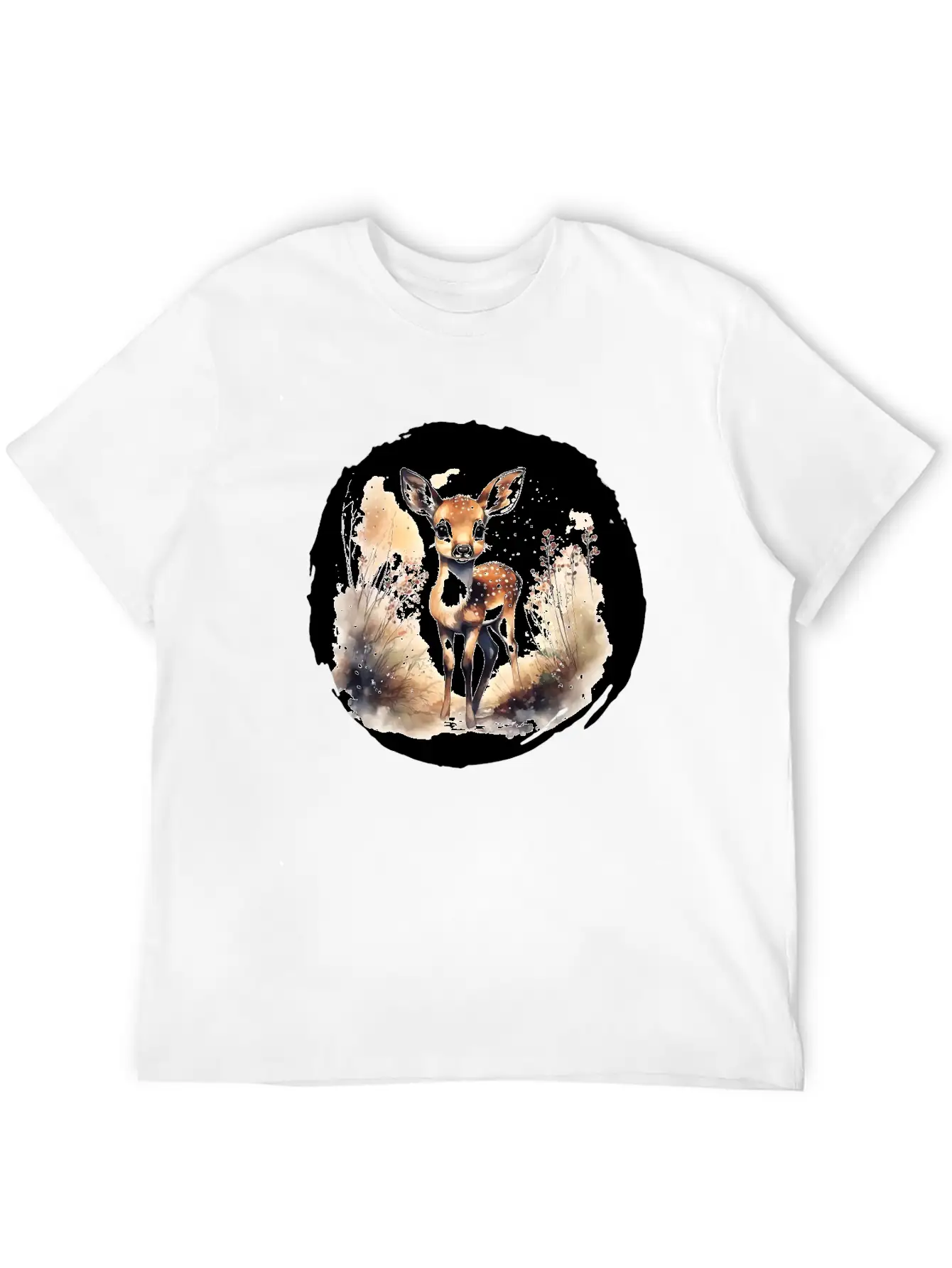 Watercolor Fawn Modern Fit Casual T-Shirt ��� Clean And Versatile Design