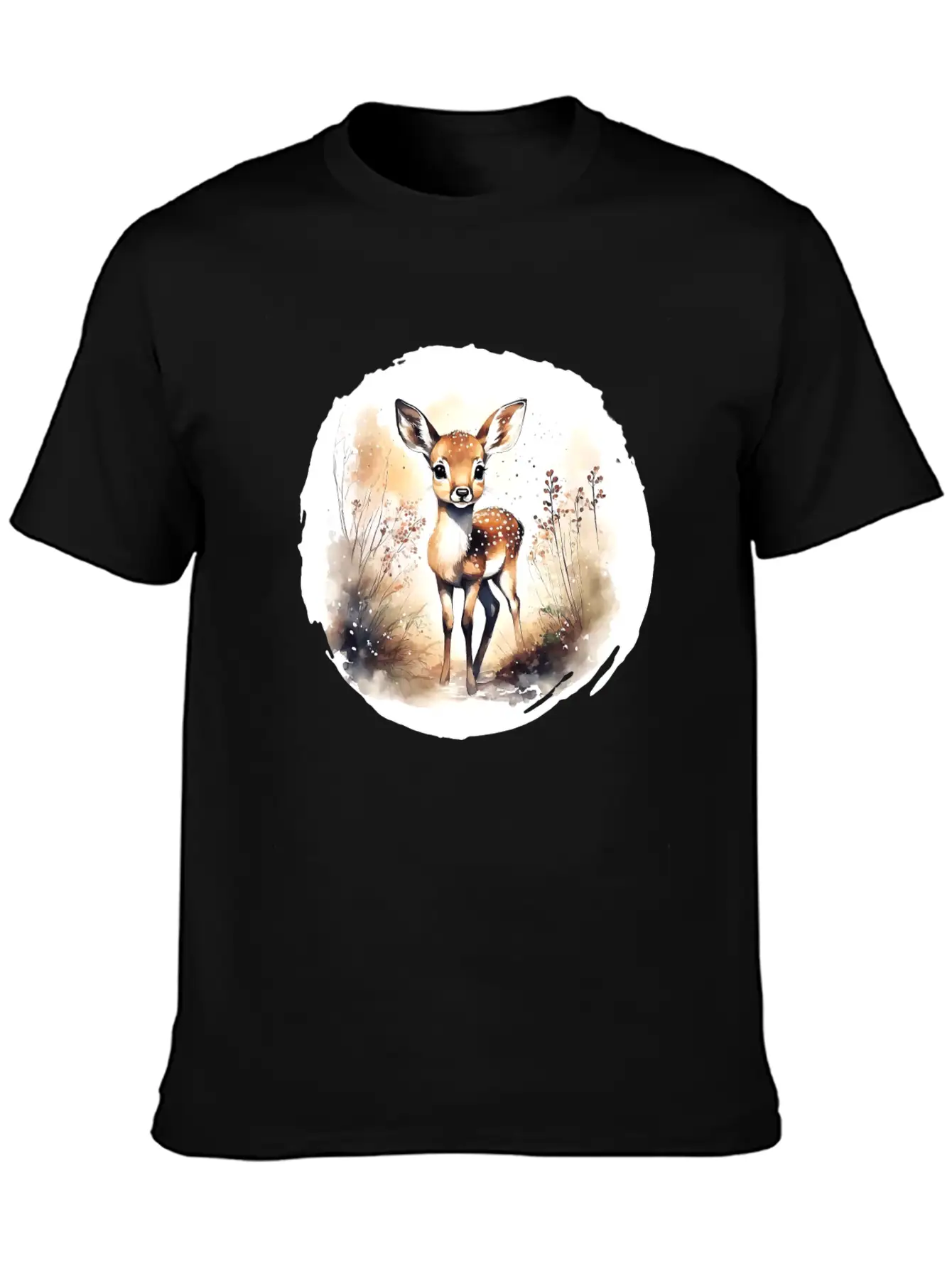 Watercolor Fawn Modern Fit Casual T-Shirt ��� Clean And Versatile Design