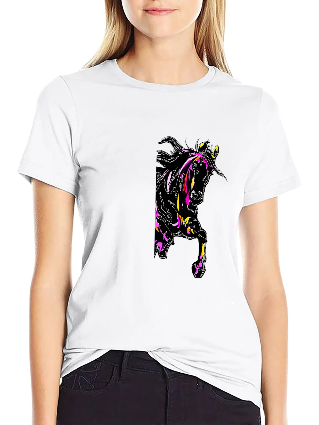 Watercolor Horse Relaxed Everyday Tee – Lightweight And Durable Cotton
