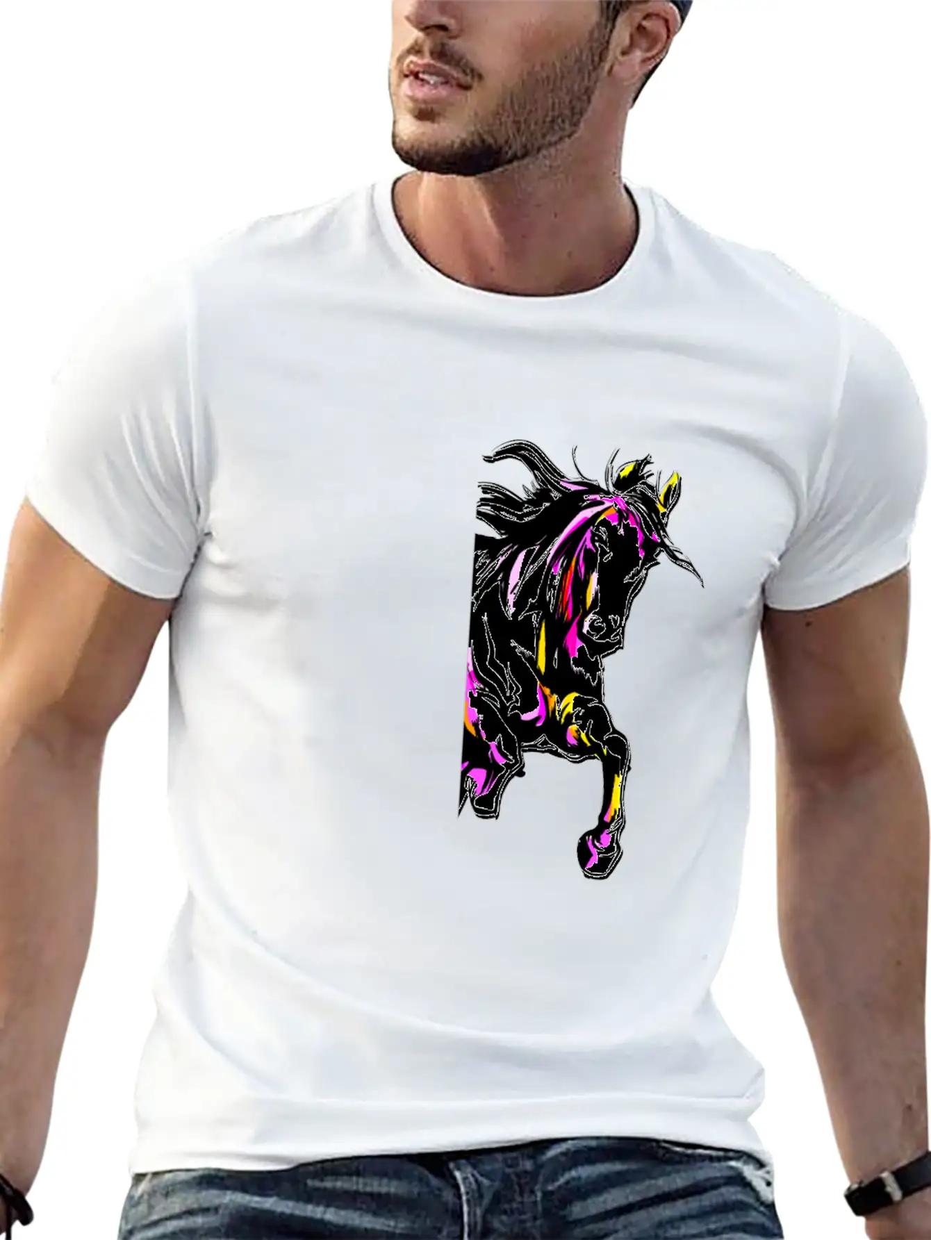 Watercolor Horse Relaxed Everyday Tee – Lightweight And Durable Cotton