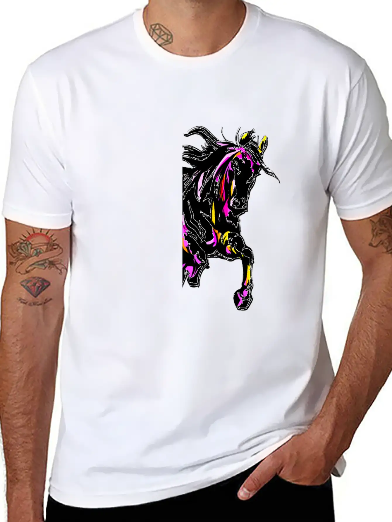 Watercolor Horse Relaxed Everyday Tee – Lightweight And Durable Cotton