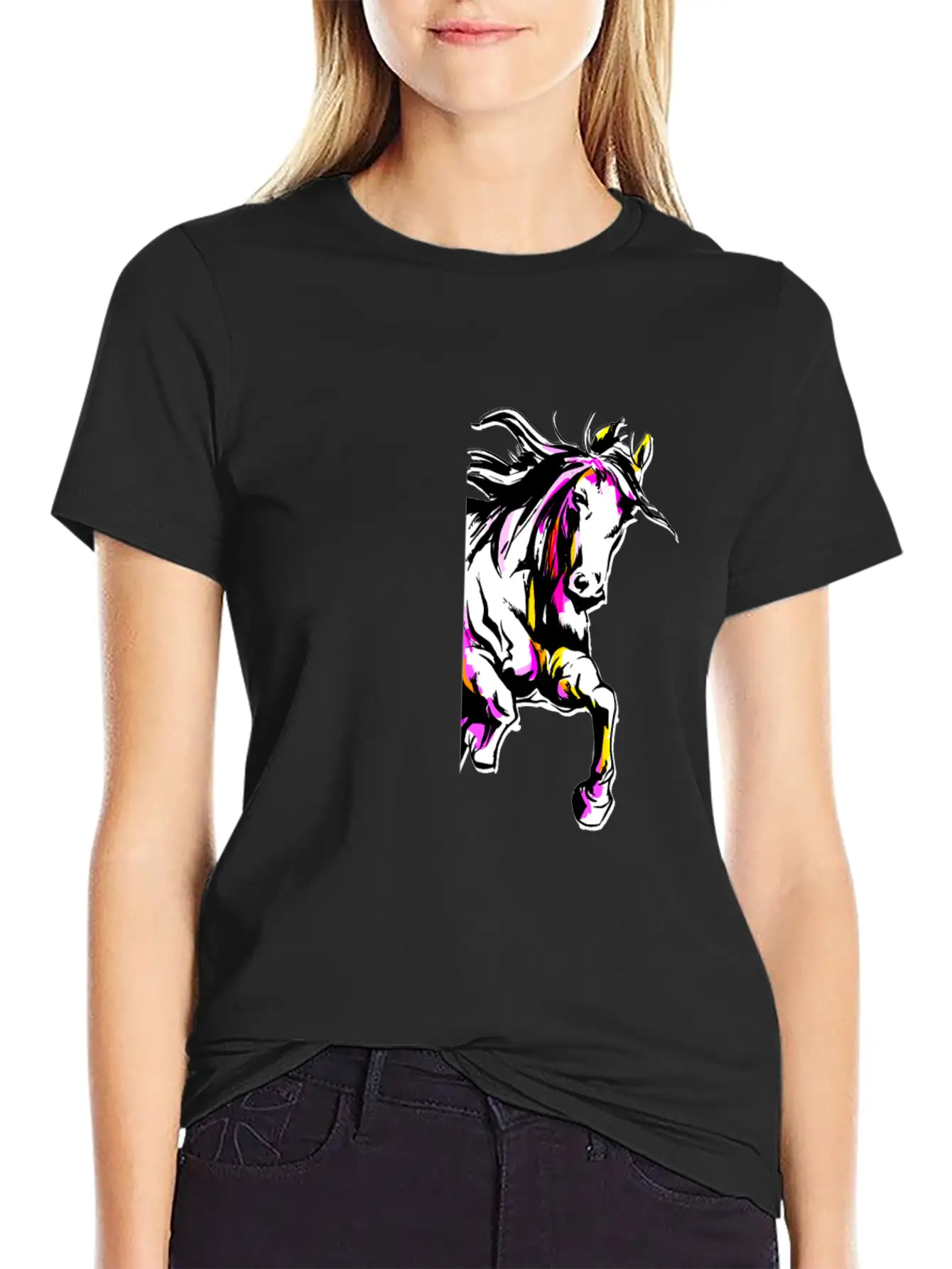 Watercolor Horse Relaxed Everyday Tee – Lightweight And Durable Cotton