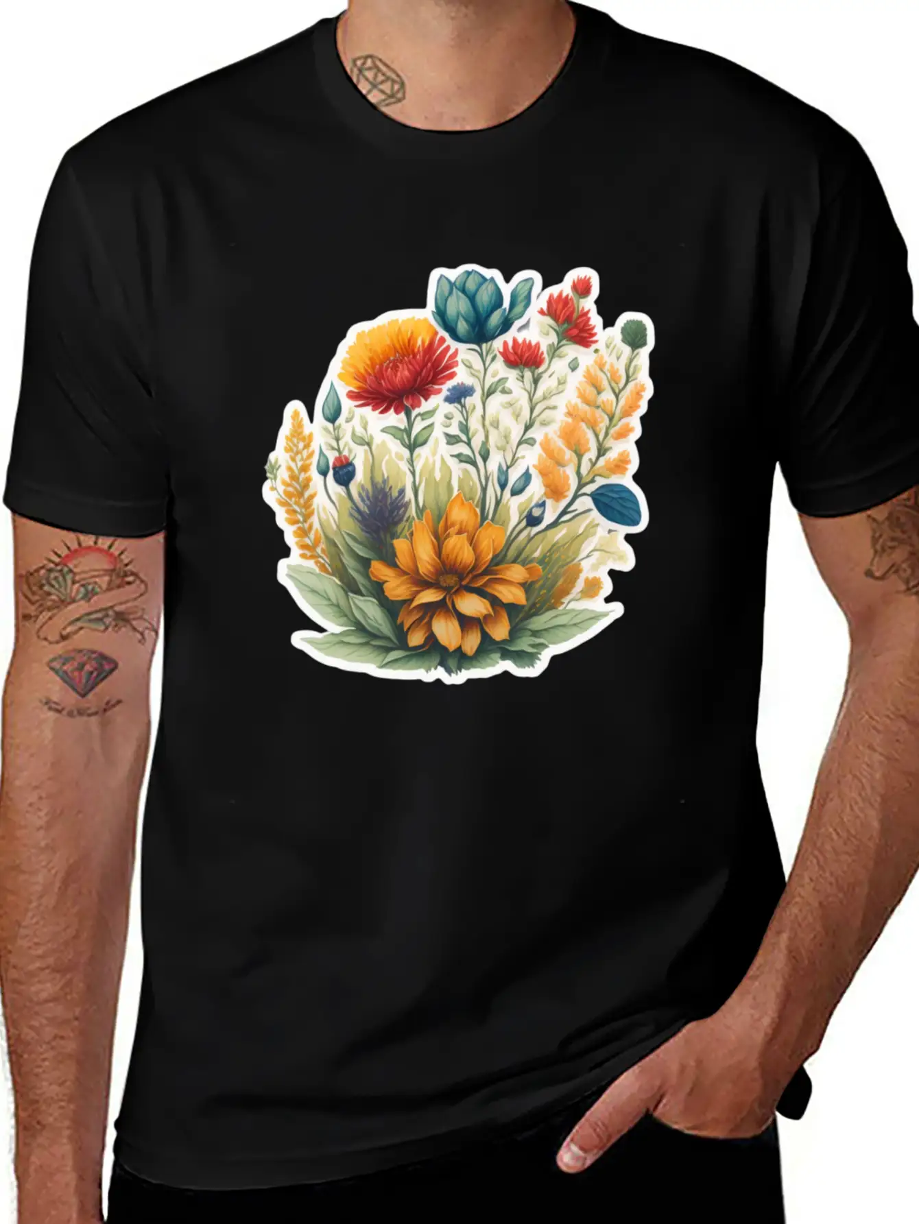 Watercolor Meadow Flowers. Unisex Casual T-Shirt – Clean Design For Daily Comfort
