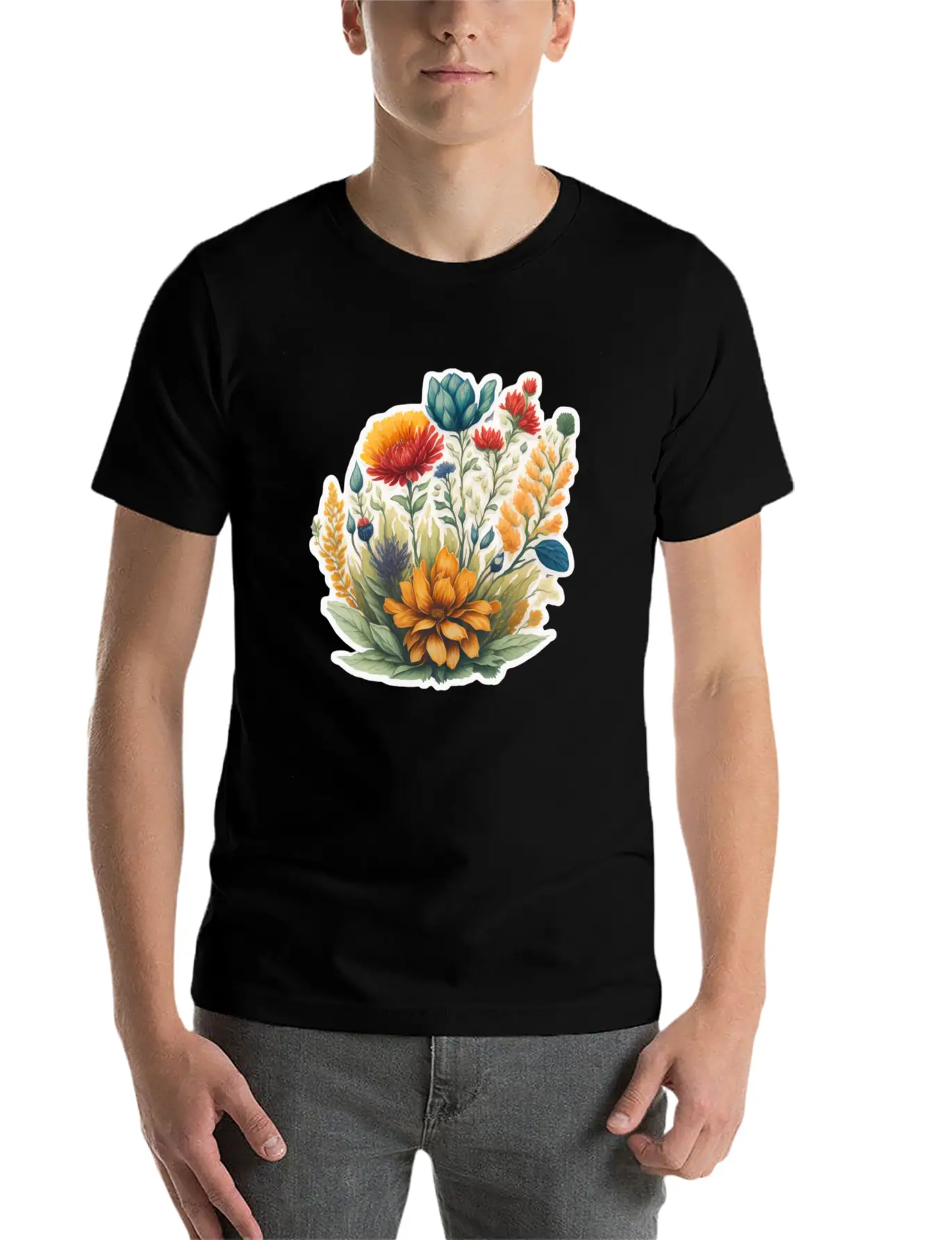 Watercolor Meadow Flowers. Unisex Casual T-Shirt – Clean Design For Daily Comfort