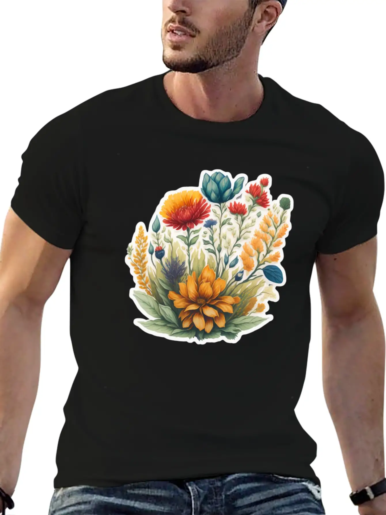 Watercolor Meadow Flowers. Unisex Casual T-Shirt – Clean Design For Daily Comfort