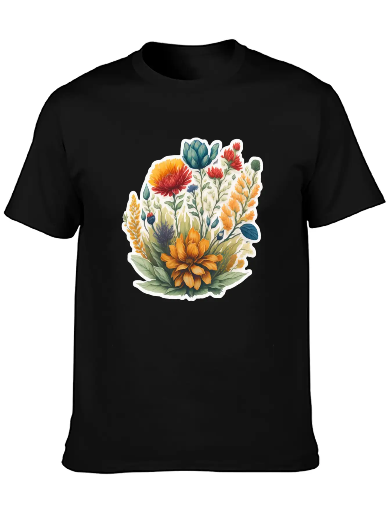 Watercolor Meadow Flowers. Unisex Casual T-Shirt – Clean Design For Daily Comfort